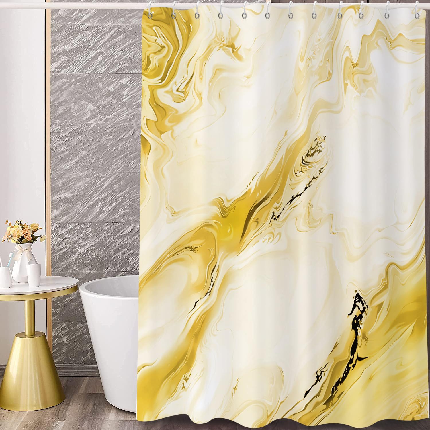 Agger Duschvorhang Modern – Abstrakt Marmor Aquarell Design, Wasserdicht & Waschbar Breite 180 cm (1-tlg), Badvorhang für Dusche & Badewanne