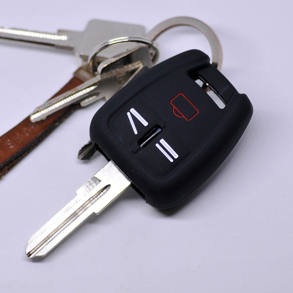 mt-key Schlüsseltasche Autoschlüssel Softcase Silikon Schutzhülle Schwarz, für OPEL Signum Vectra C Vauxhall 3 Tasten Funk Fernbedienung