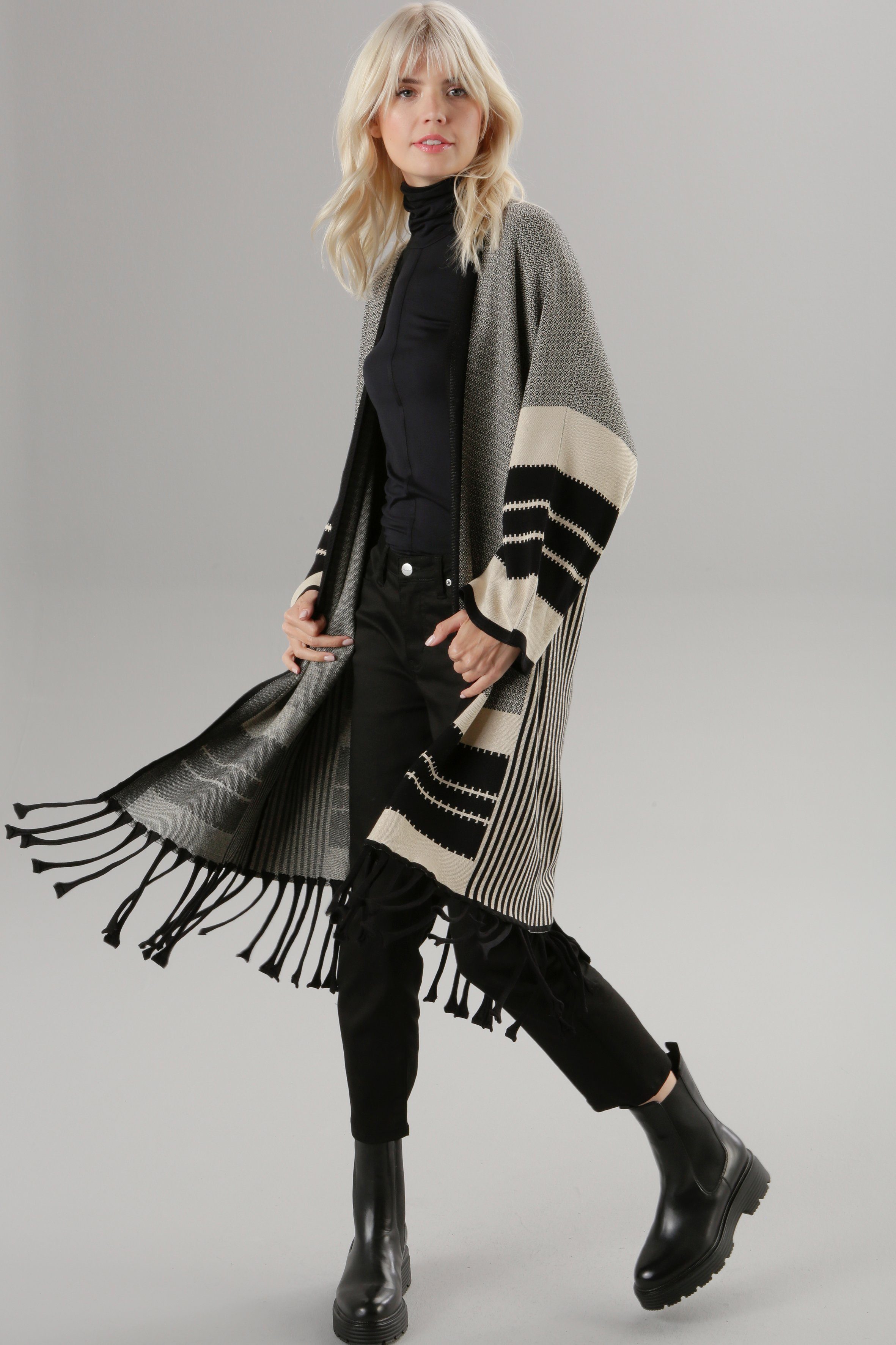 Aniston SELECTED Strickjacke mit Fransen am Saum günstig online kaufen