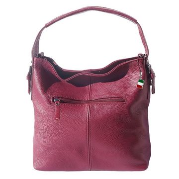 FLORENCE Schultertasche Florence Damentasche Leder Hobo Bag rot (Schultertasche), Damen Leder Schultertasche, Shopper, rot, bordeaux ca. 34cm