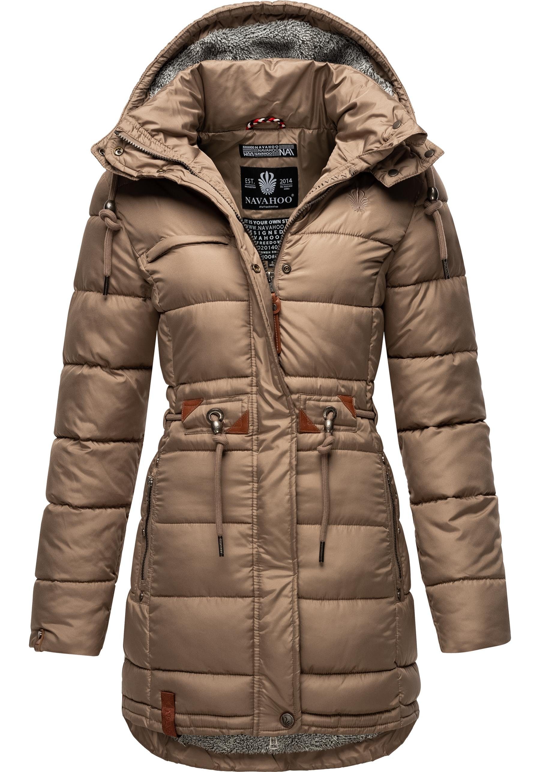 Navahoo Steppmantel Daliee Stylischer Winterparka mit abnehmbarer Kapuze taupe