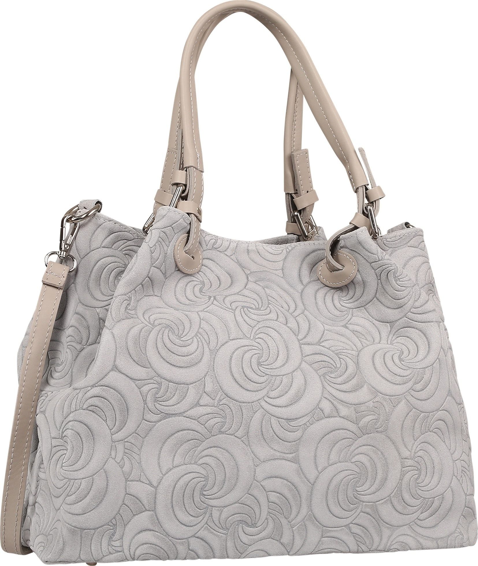 Toscanto Schultertasche Toscanto Damen Schultertasche Wildleder (Schultertasche), Damen Wildleder Schultertasche, grau ca. 36cm