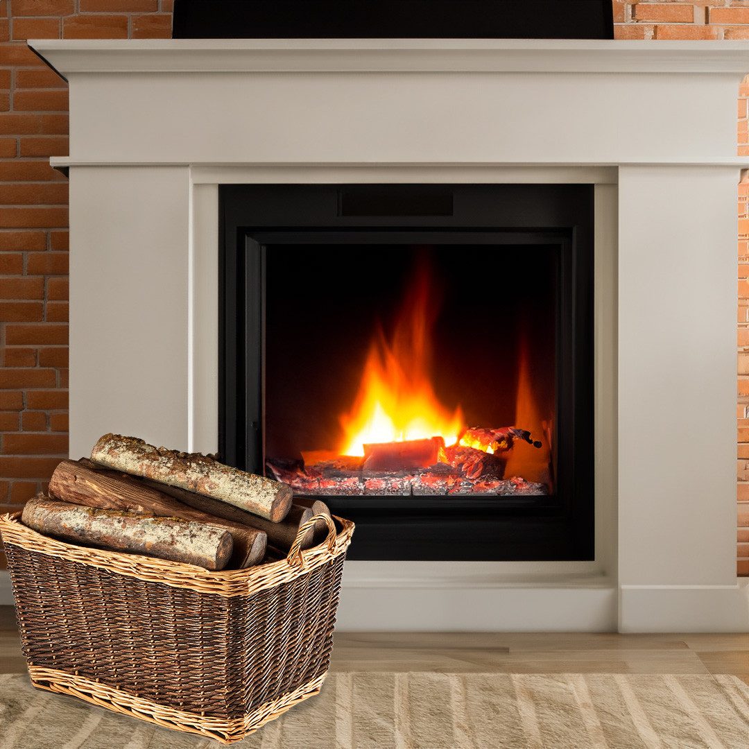 Kobolo Kaminholzkorb Holzkorb aus Weide zweifarbig mit Jutestoff günstig online kaufen