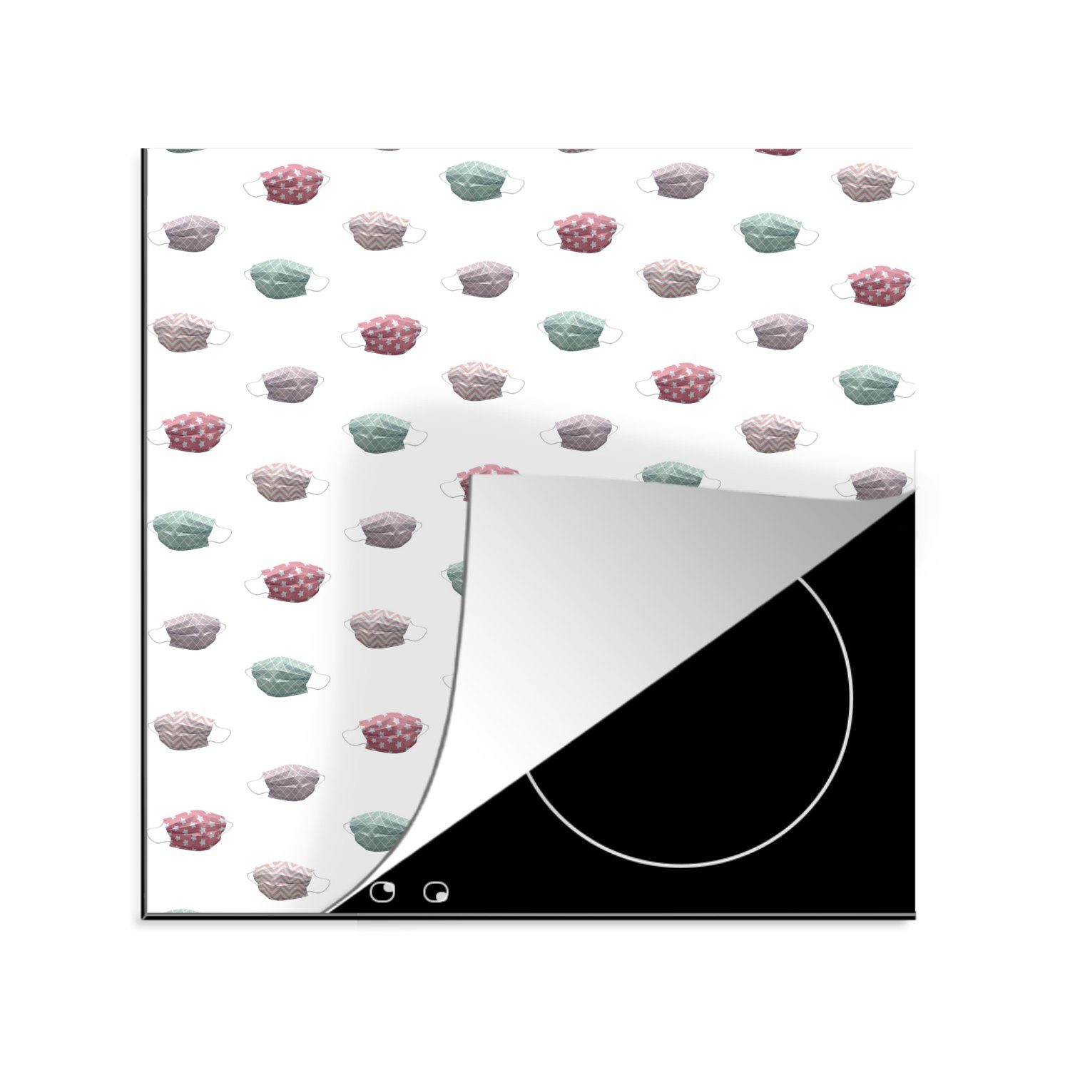 MuchoWow Herdblende-/Abdeckplatte Farben - Pastell - Mundschützer, Vinyl, (1 tlg), 78x78 cm, Ceranfeldabdeckung, Arbeitsplatte für küche