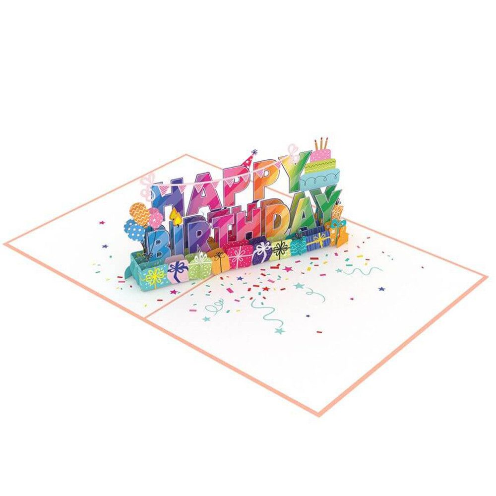 papercrush Geburtstagskarte Happy Birthday Pop-Up Karte, Handgemacht, Lasergeschnitten, Pop Up