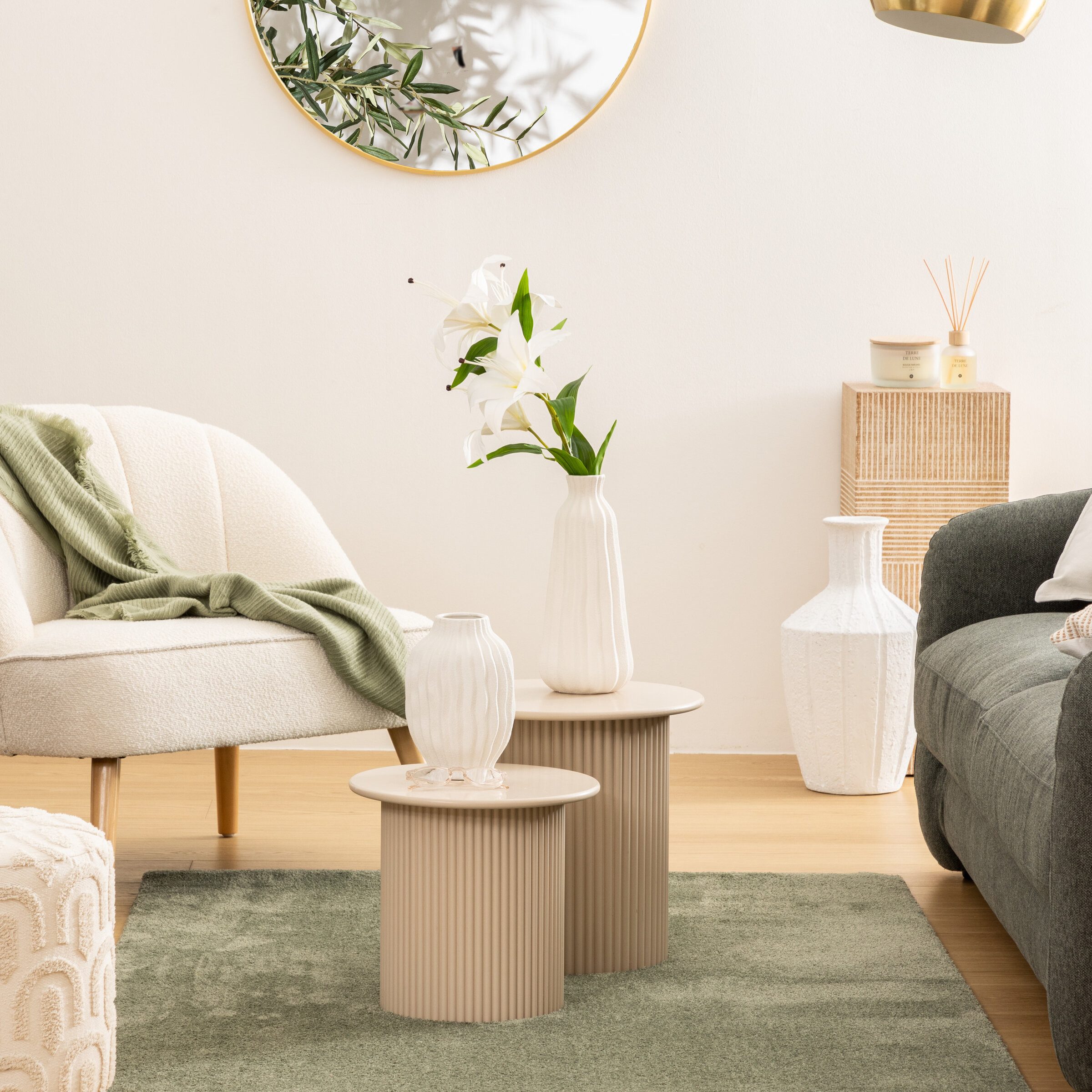 Atmosphera Créateur d'intérieur Beistelltisch Runde Couchtische EINO, kleiner und großer, 2er-Set (funktional)