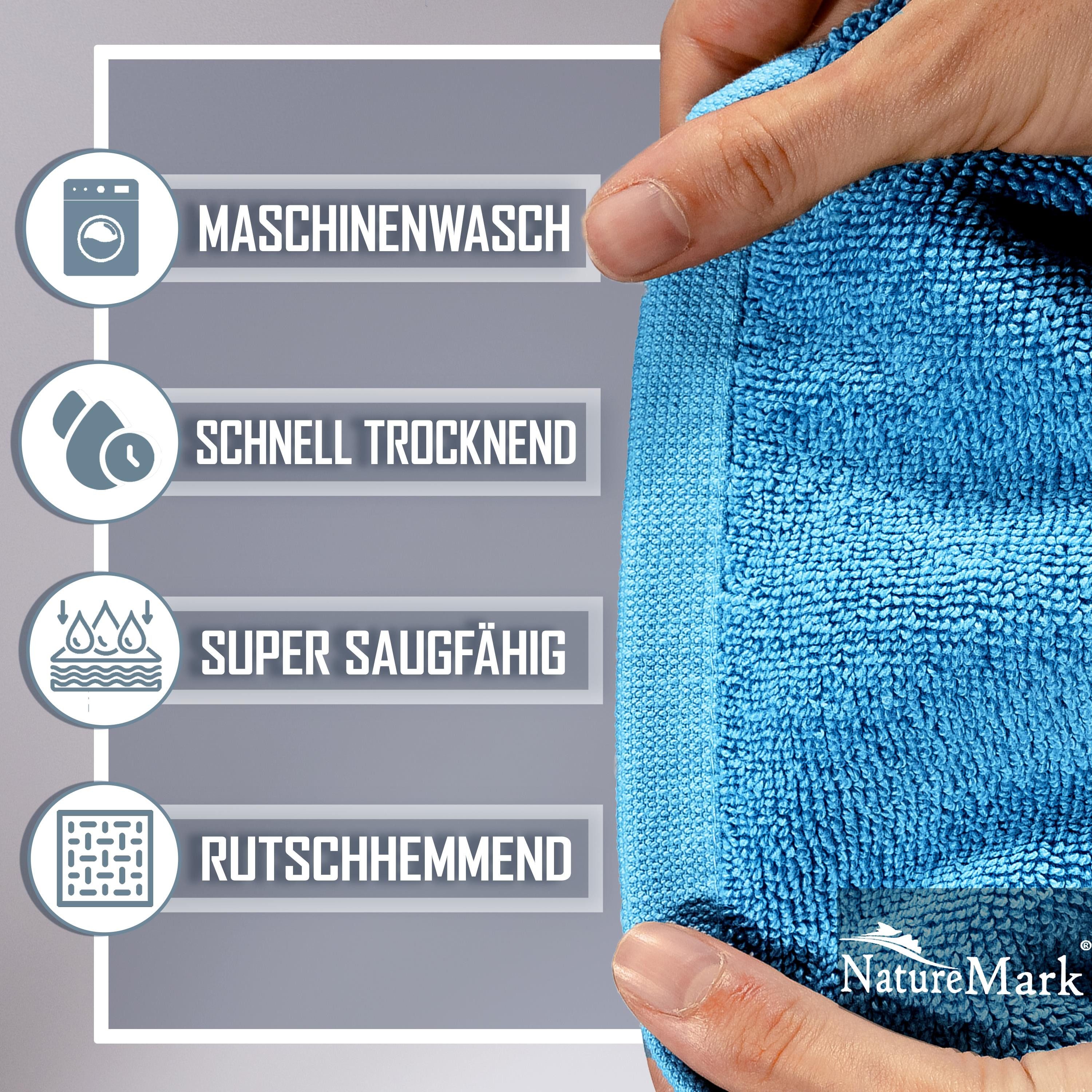 NatureMark Badematte 2er-Set Badvorleger 50x80cm, strapazierfähig, Baumwoll günstig online kaufen