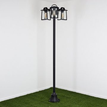 hofstein Außen-Stehlampe »Buoro« Außenwegeleuchte, Wegeleuchte aus Metall, Schwarz, klares Glas, ohne Leuchtmittel, Gartenlampe mit 3xE27, IP44