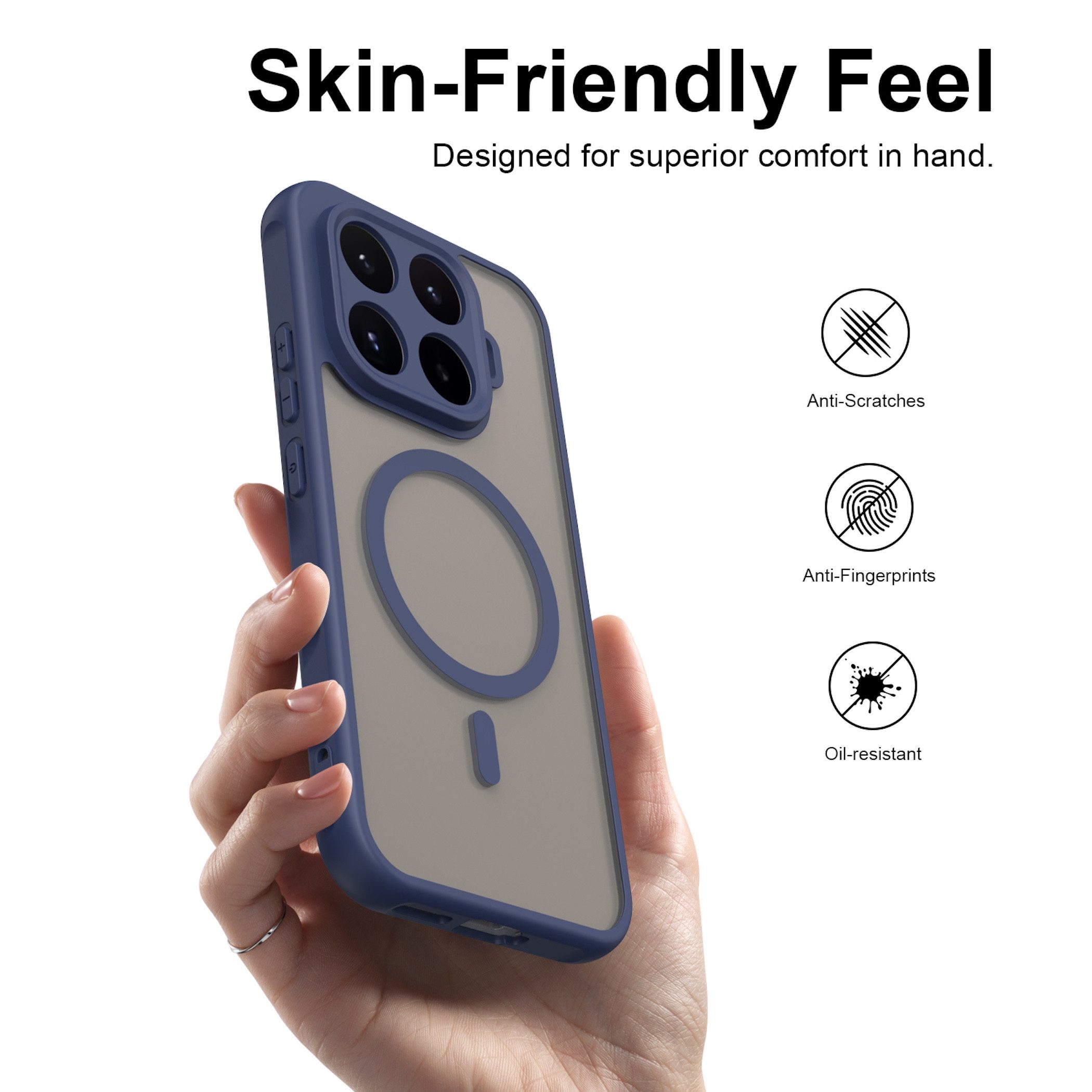 Wigento Handyhülle MagSafe für Xiaomi 17T TPU Hybrid Kameraschutz Matt Blau 6,59 Zoll, Magnetisch, Durchsichtig, Stoßfest