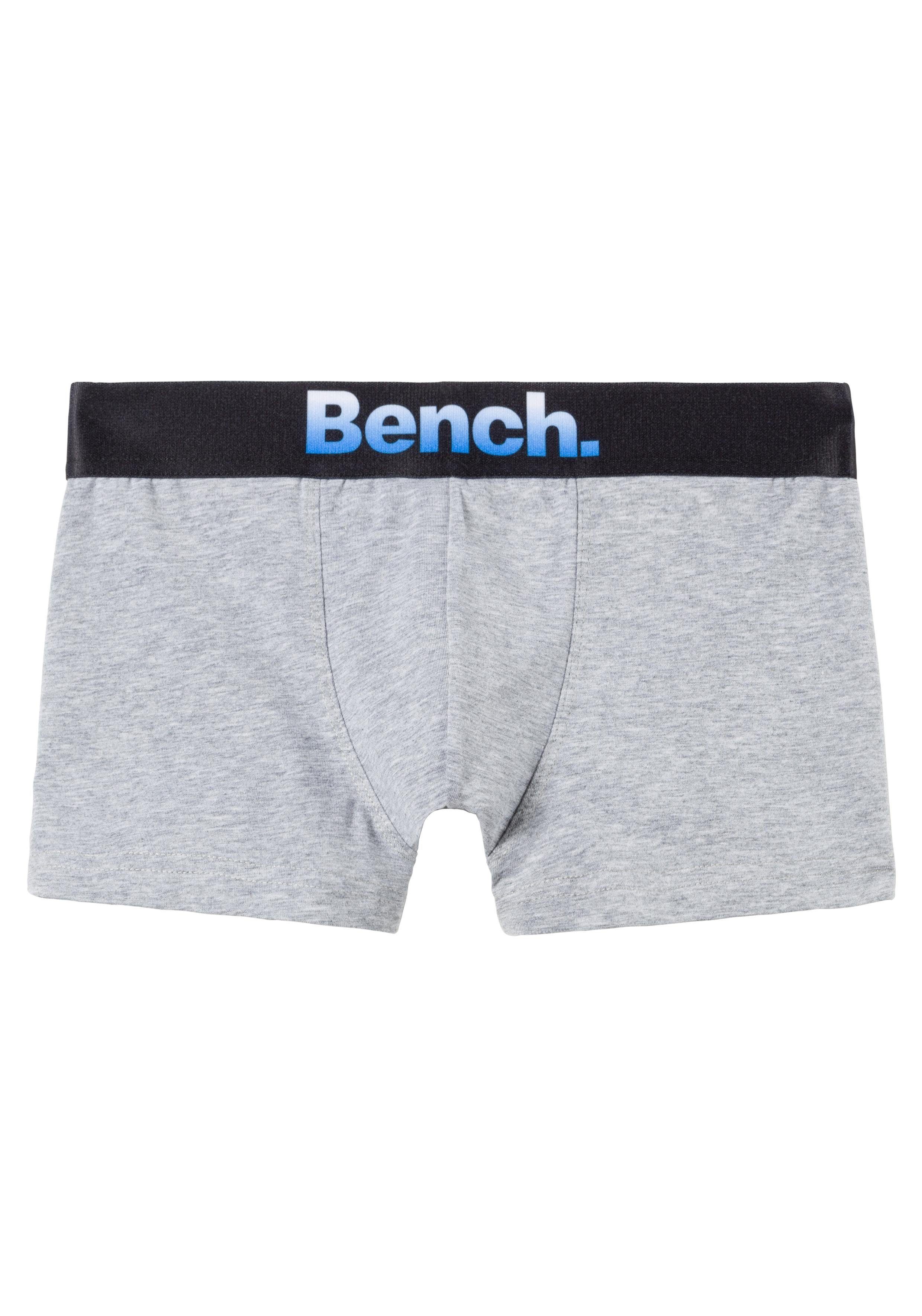 Bench. Boxer (Packung, 3-St) Jungen für vorn schwarz Markenlogo anthrazit, mit grau-meliert