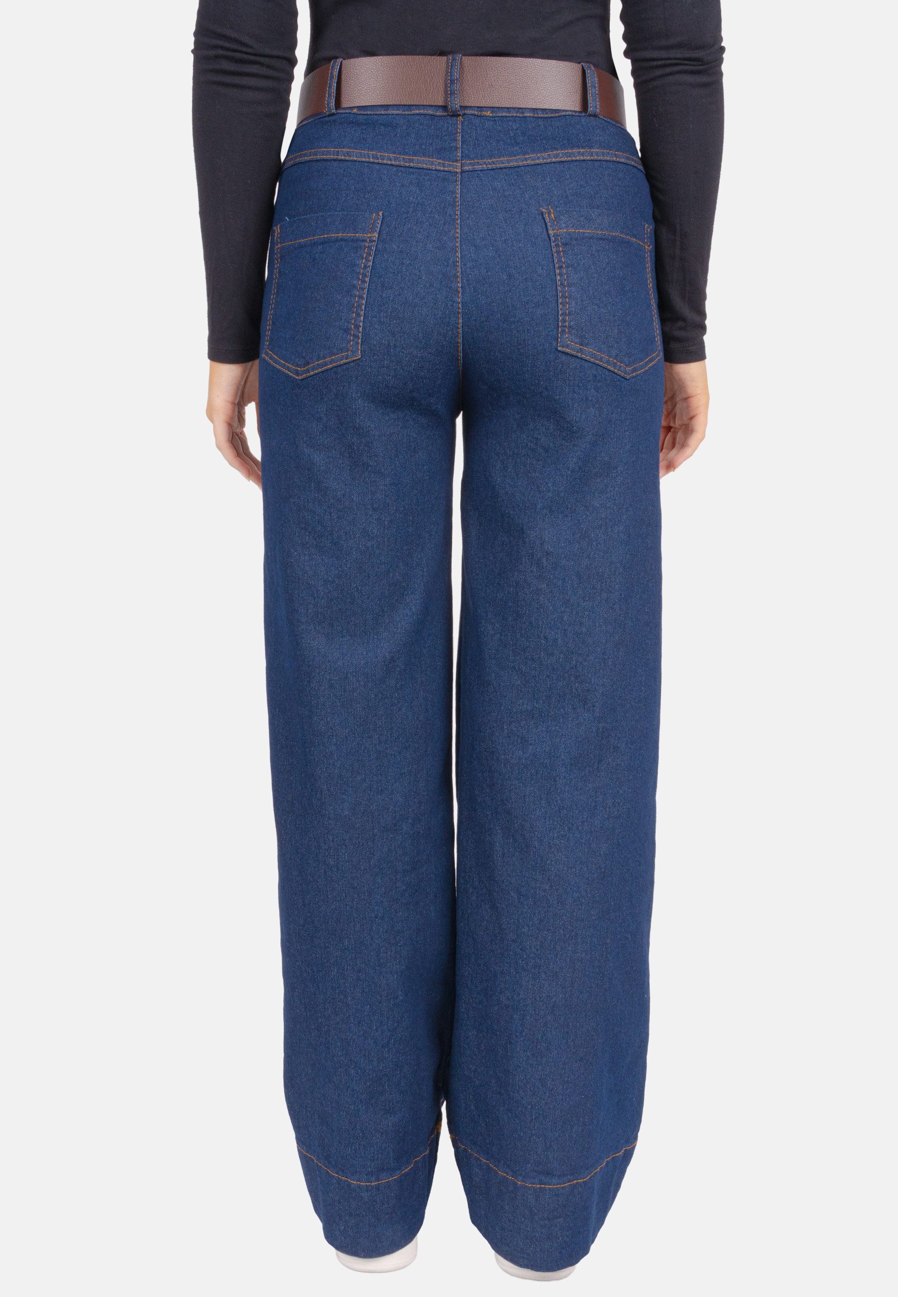 Seasons of April Stoffhose CHIARA (1-tlg) Damen Jeans Chiara, Stretch Denim Hose mit Gürtel, High Waist