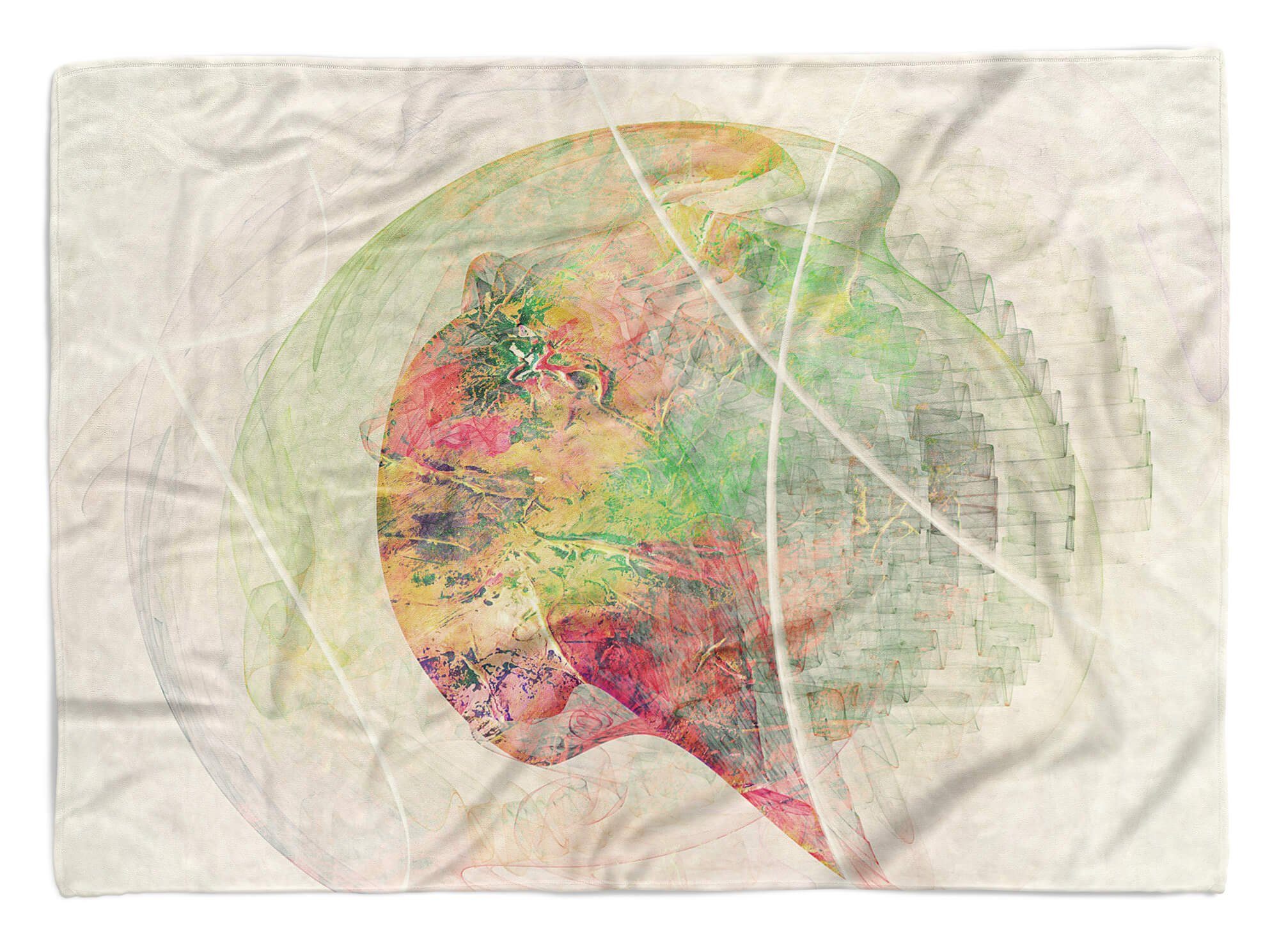 Sinus Art Handtücher Kuscheldecke Saunatuch Handtuch Handtuch abstrakten Motiv, Baumwolle-Polyester-Mix (1-St), Enigma Strandhandtuch mit