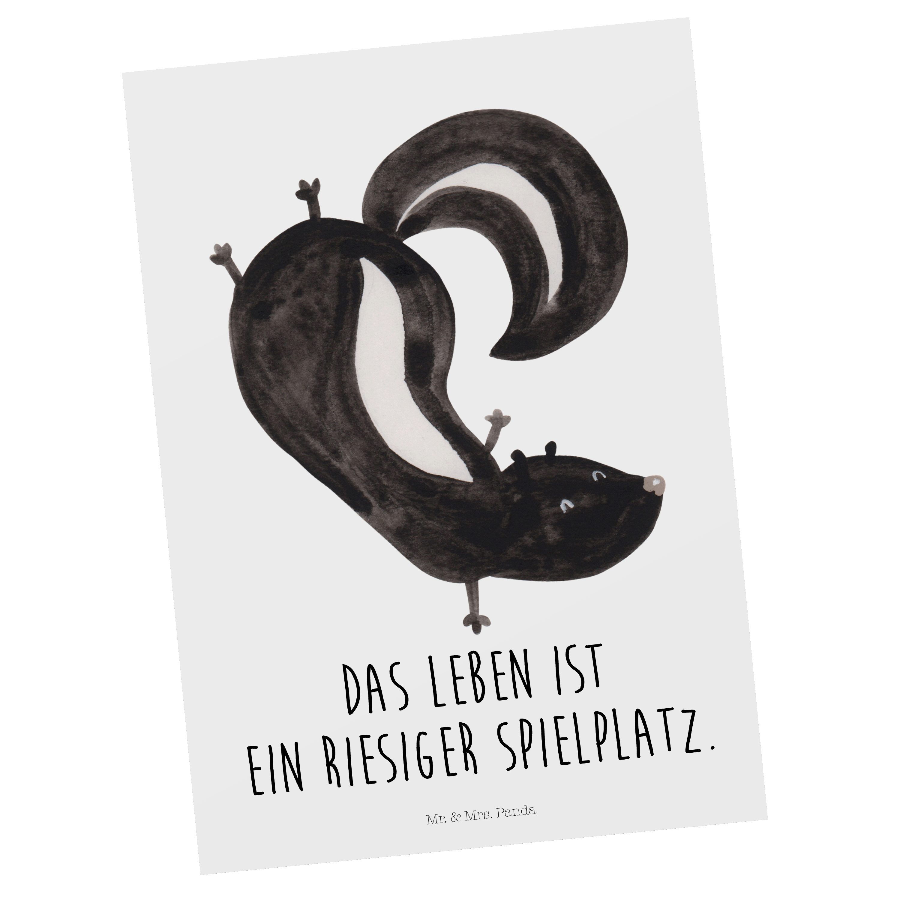 Skunk, Stinktier & Grußkarte, Postkarte - Geschenk, Weiß A - Panda Raubtier, Handstand Mrs. Mr.