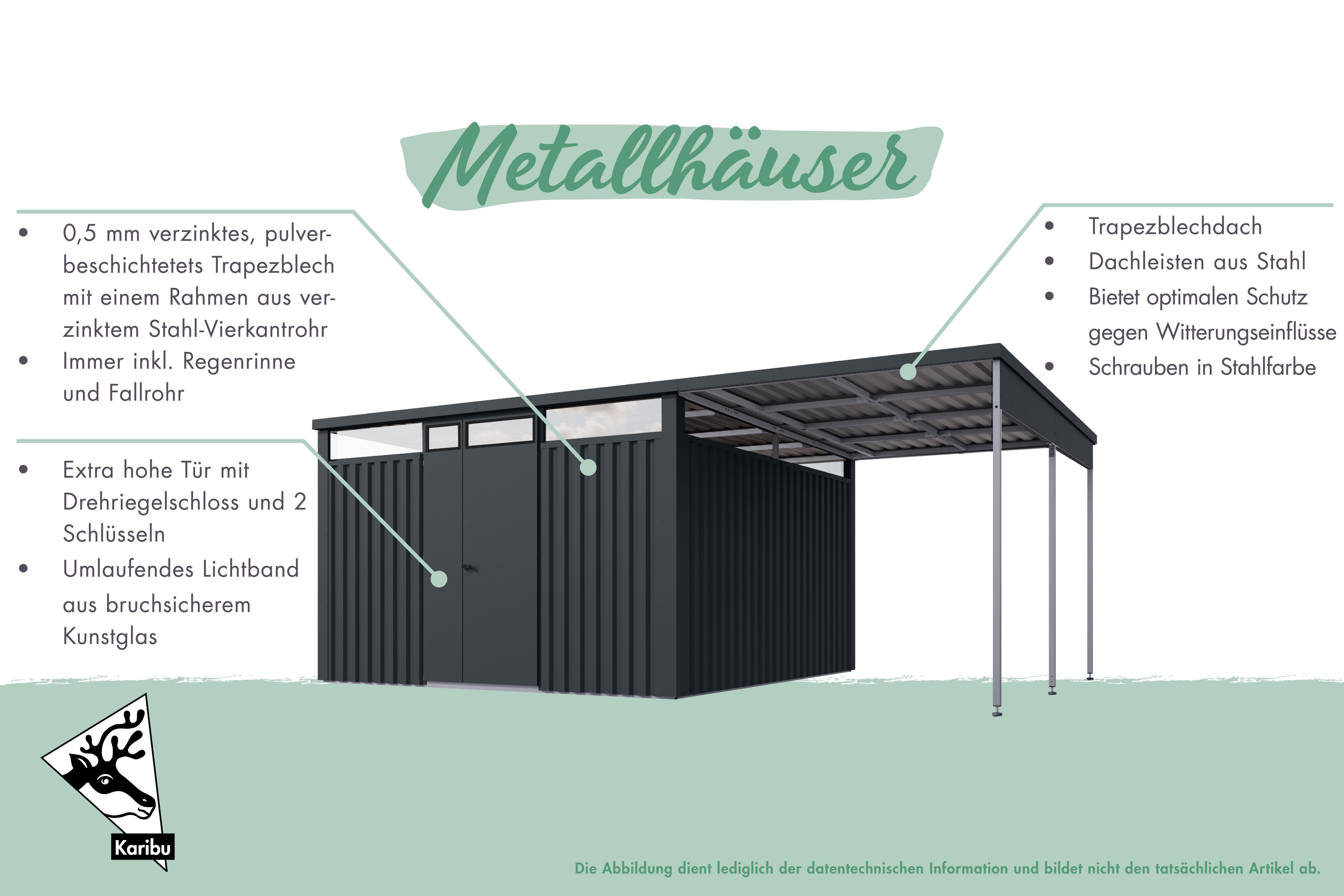 Karibu Gartenhaus Metall mit Lichtband aus günstig online kaufen