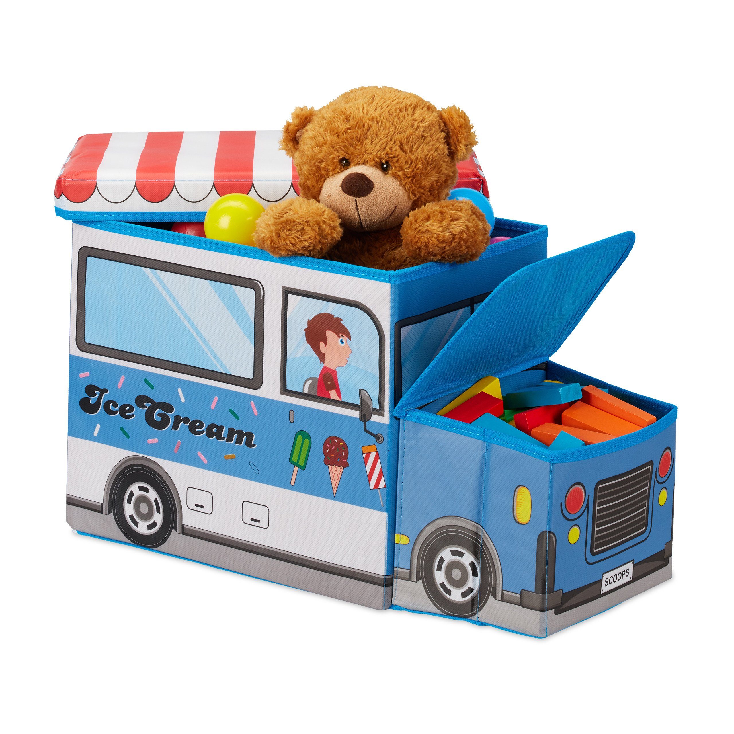 relaxdays Aufbewahrungsbox Sitzbox für Kinder, Icecream