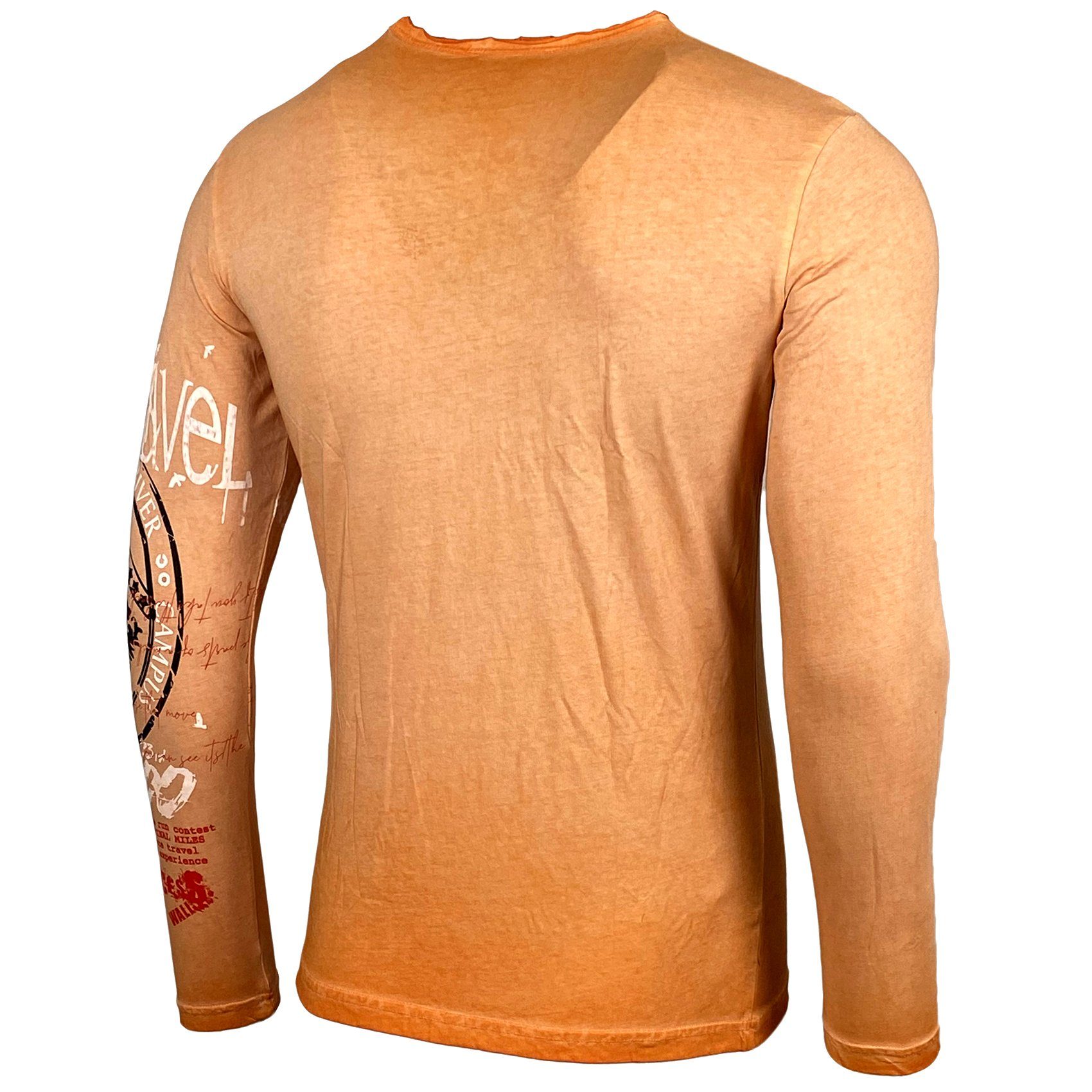 Baxboy Longshirt Herren Longsleeve T-Shirt B-704 Moderner Männer Orange Langarmshirt