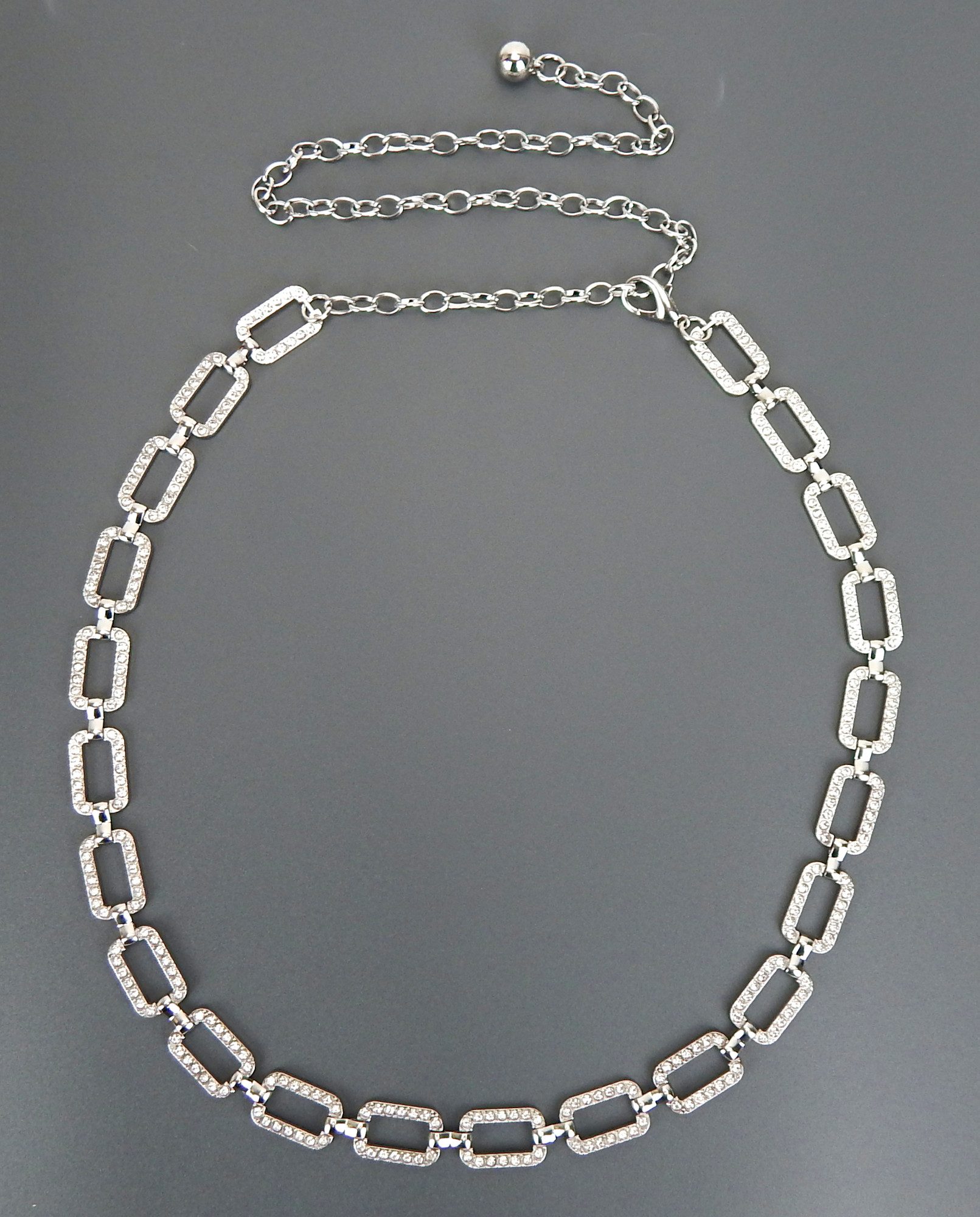 Ella Jonte Kettengürtel silber Strass Rechtecke 70er Gürtel verstellbar günstig online kaufen