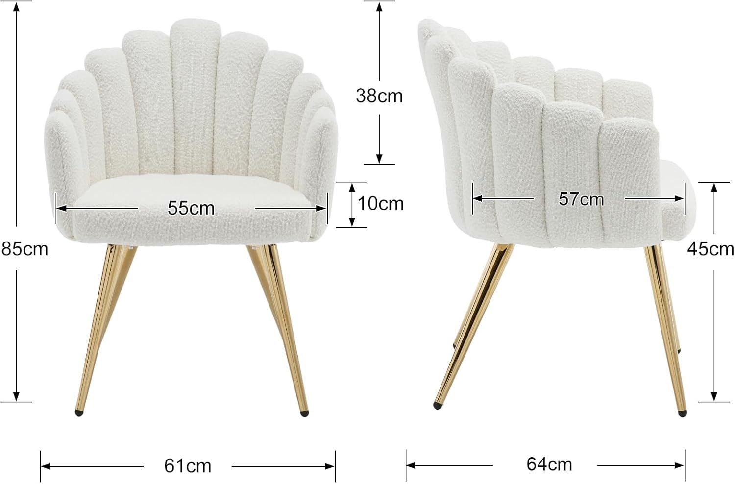 WAHSON OFFICE CHAIRS Loungesessel Kunstfell Loungesessel Polsterstuhl mit Metallbeinen Einzelsessel (1-St) – Bild 3 von 5