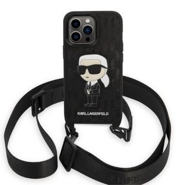 KARL LAGERFELD Handyhülle Karl Lagerfeld Monogram Ikonik Hardcover für iPhone 14 Pro Max Schwarz