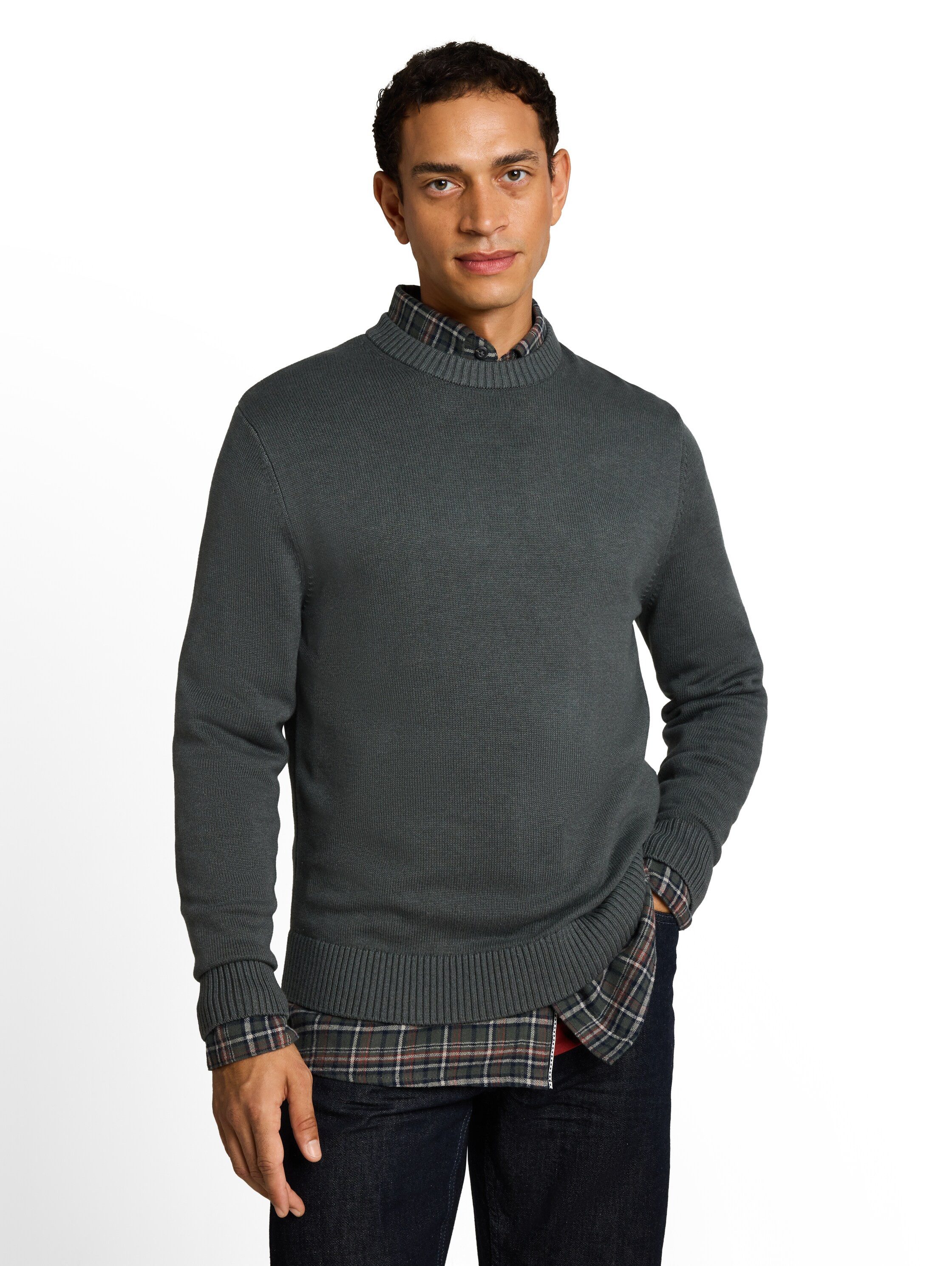 TOM TAILOR Strickpullover mit Rundhals / Baumwolle