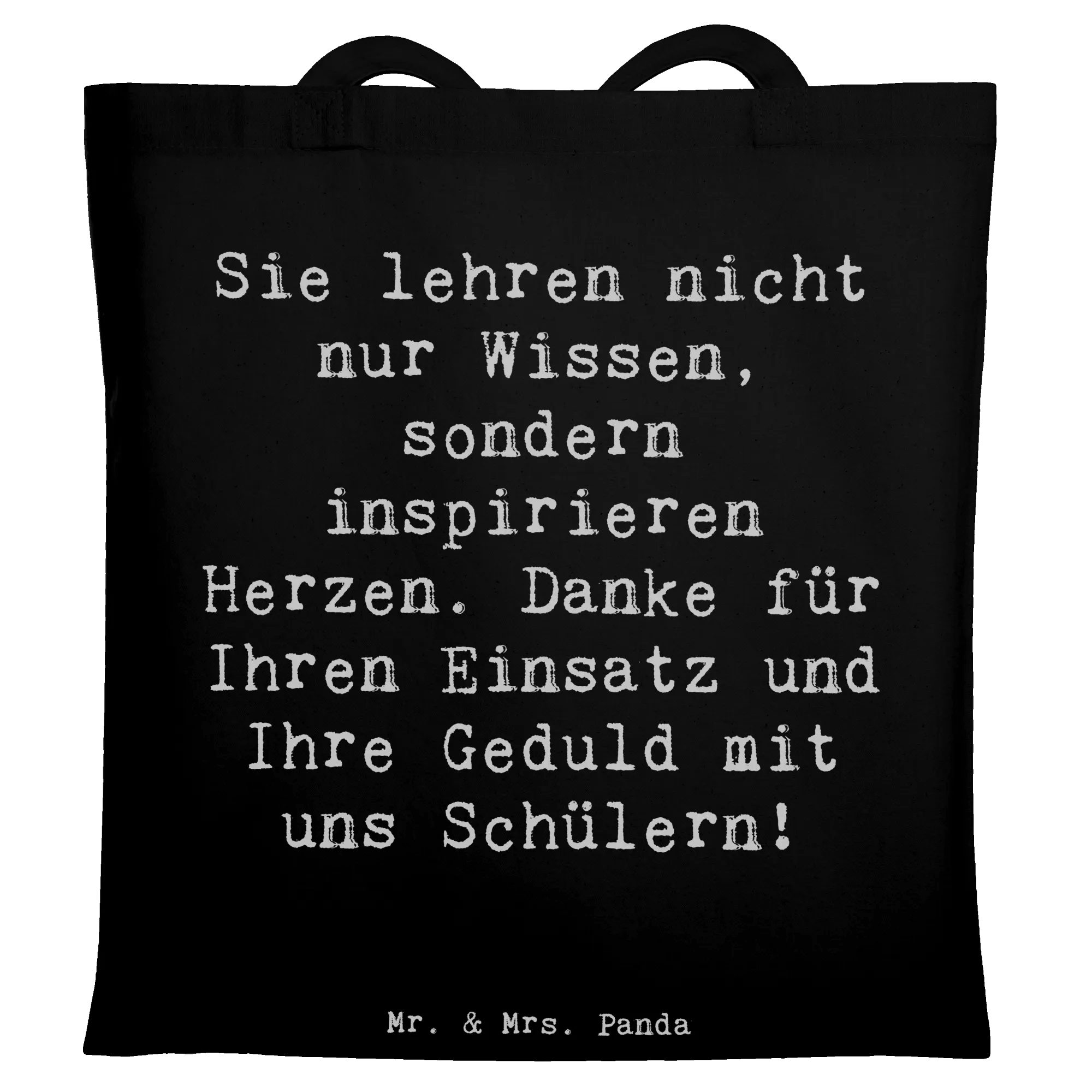 Tragetasche Spruch Danke Lehrer - Schwarz - Geschenk, Herzen inspirieren, schön