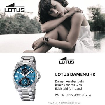 Lotus Multifunktionsuhr Lotus Unisex Uhr Casual L15843/2, Damen, Herren Armbanduhr rund, groß (ca. 45mm) Edelstahlarmband silber