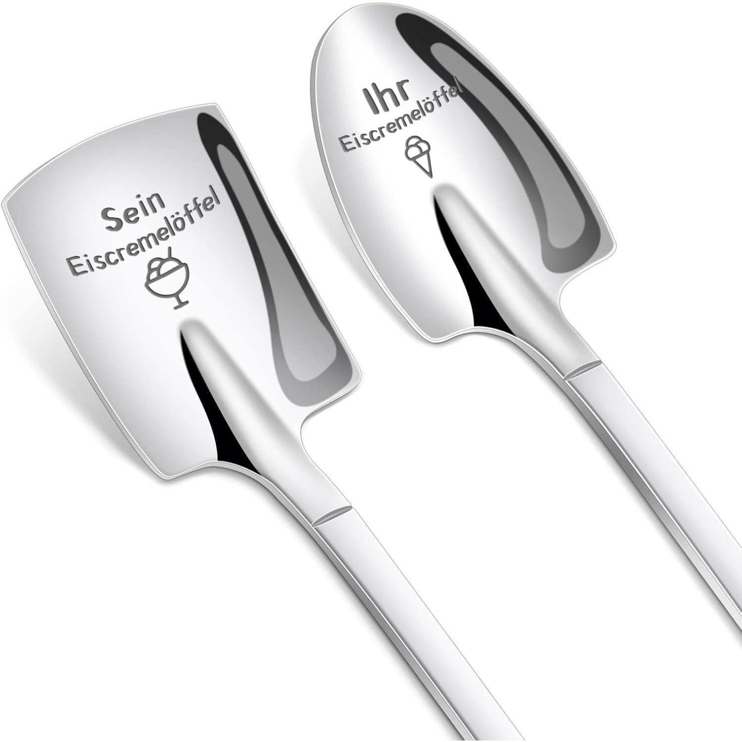 LuxusKollektion Eislöffel Eislöffel 2er Set mit Gravur Geschenkbox Hochzeitsgeschenk Brautpaar