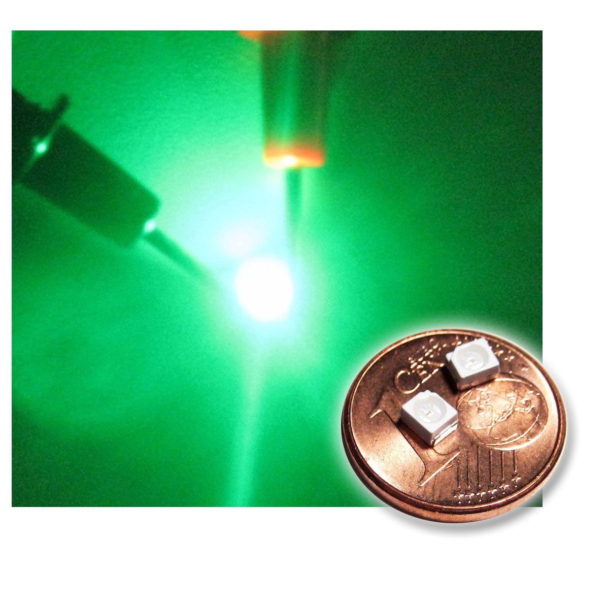 world-trading-net Modellbausatz 10 SMD LED PLCC-2 3528 GRÜN Typ "WTN-PLCC2-1000gr"