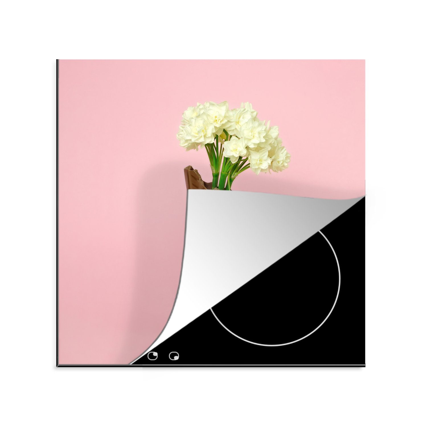 Arbeitsplatte Blumen, cm, Schokoladenosterhase mit MuchoWow (1 küche tlg), Ceranfeldabdeckung, 78x78 Vinyl, für Herdblende-/Abdeckplatte