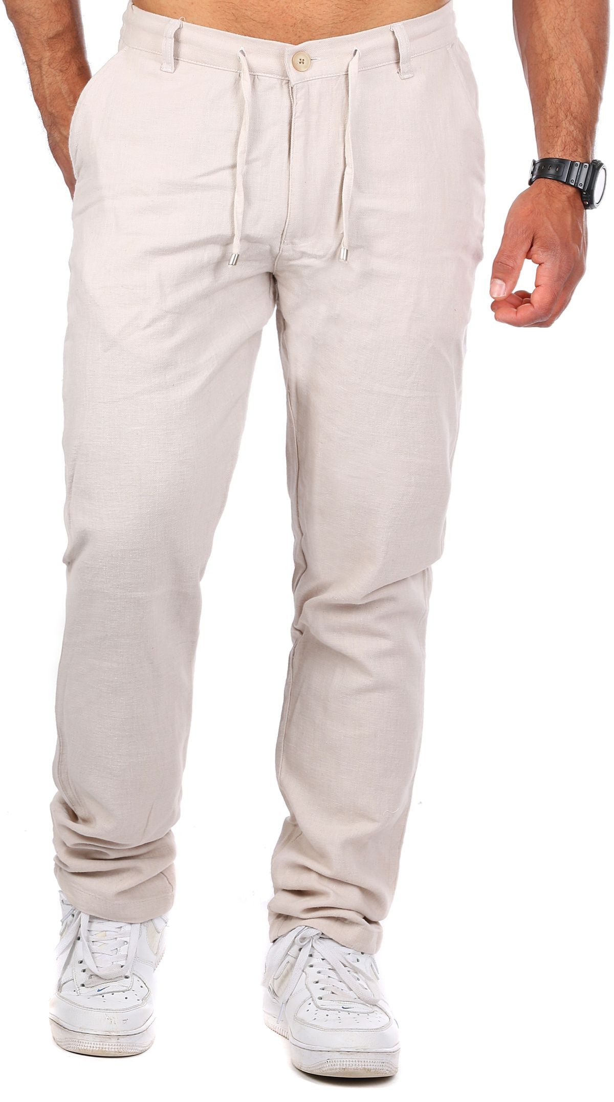 Chinos Herren Leinen Baumwoll Mix Hose lang angenehm regular fit 2220-RF
