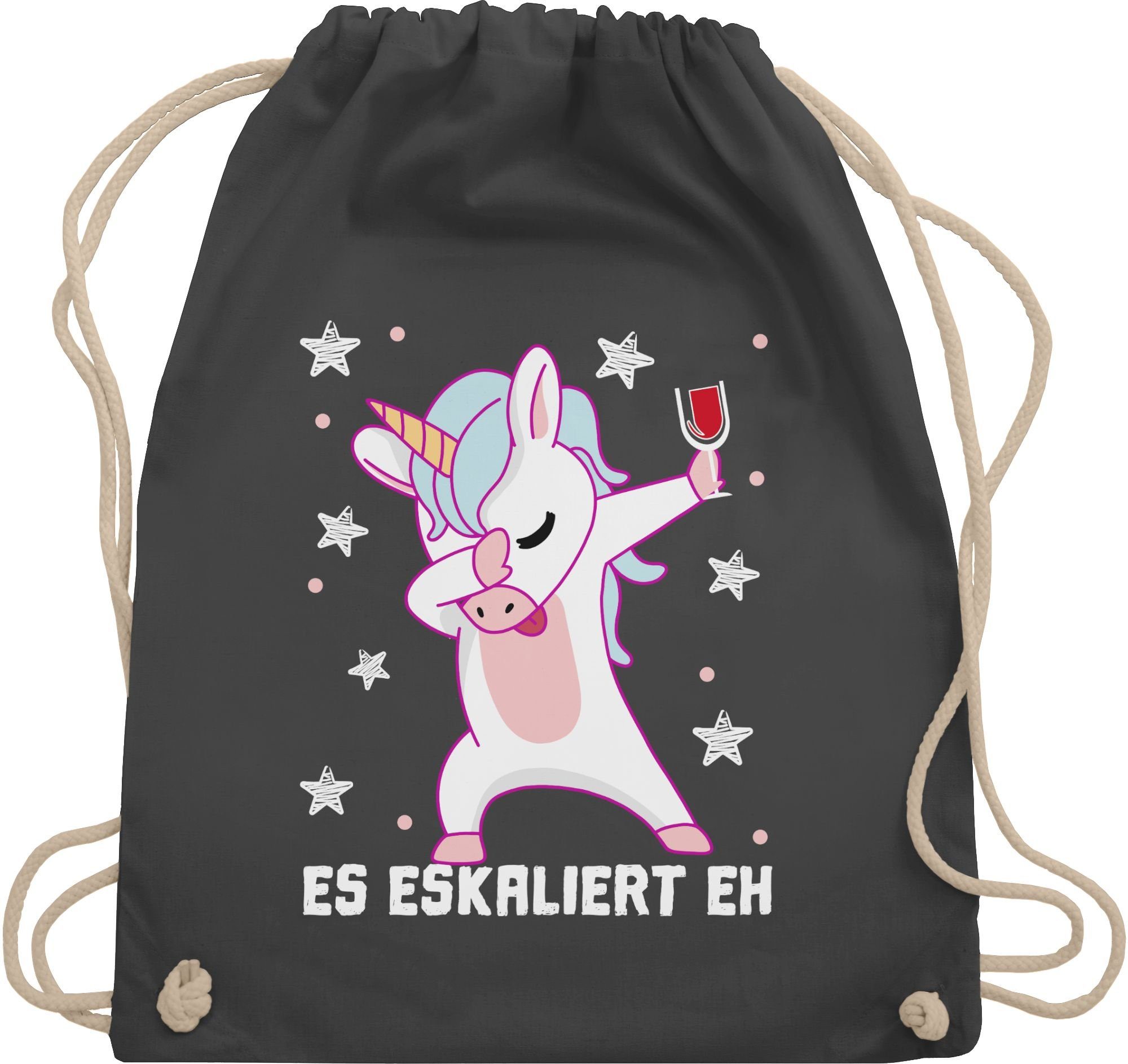 Shirtracer Turnbeutel Es eskaliert eh Festival Saufi Party Malle lustig I Party Einhorn Dabb, Party & Alkohol