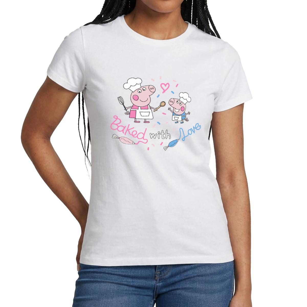 T-Shirt Peppa Pig Design Baked With Love Frauen T-Shirt