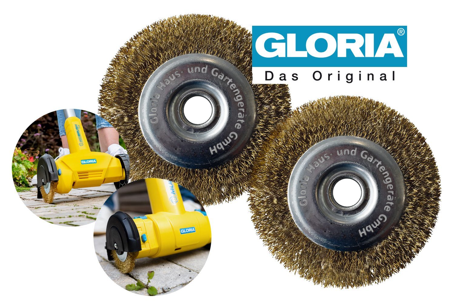 Gloria Elektro-Fugenbürste Stahldraht-Fugenbürste 2er Set - Zubehör für MultiBrush und WeedBrush