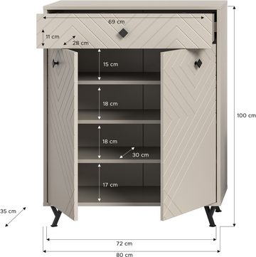 INOSIGN Schuhkommode Mento, Kommode mit Ornamentfräsung, Schrank, Anrichte, Garderobe, Flur,Diele