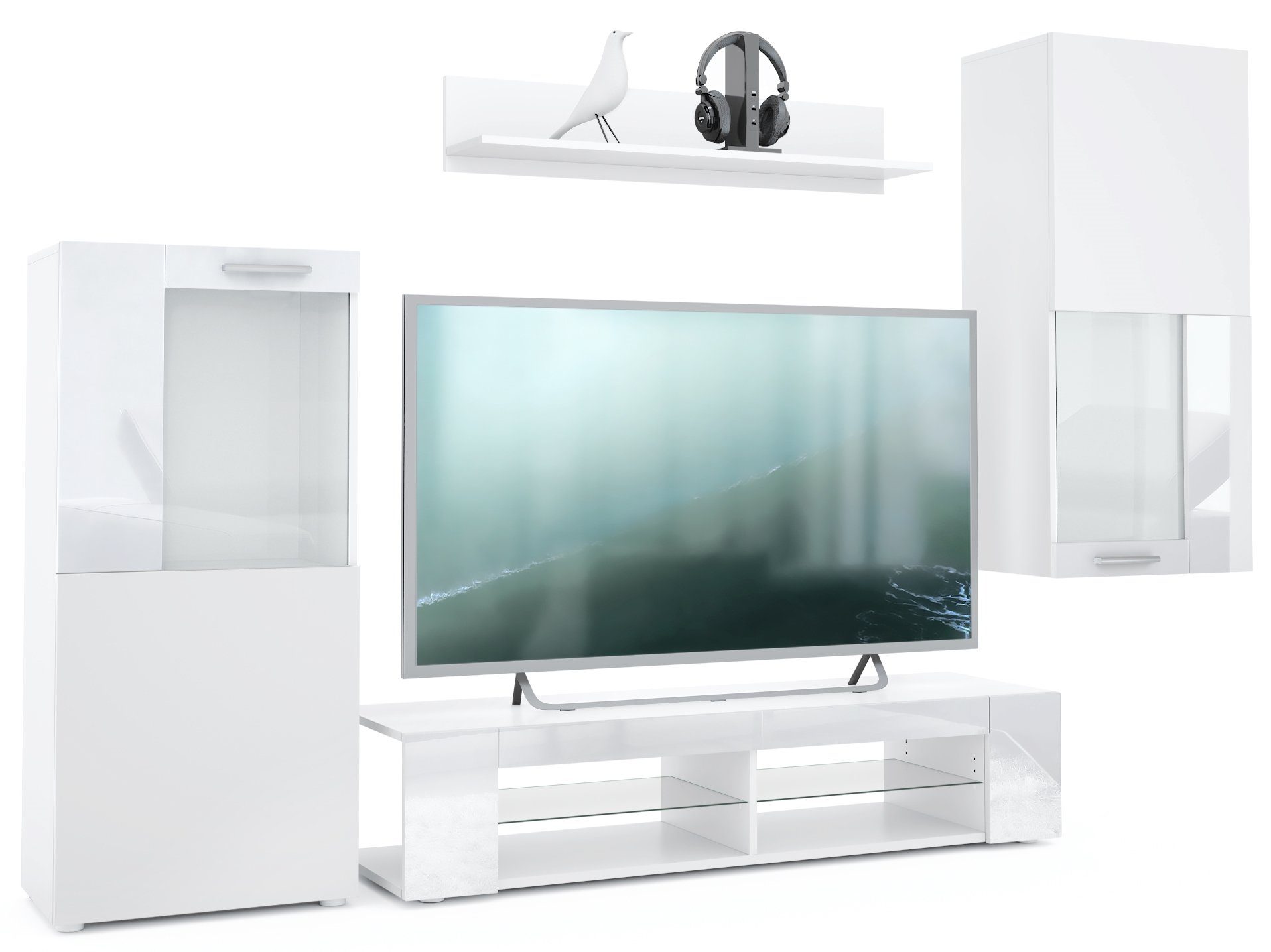 Vladon Wohnwand Movie, (Anbauwand, bestehend aus 1 TV-Board, 2 Vitrinen und günstig online kaufen