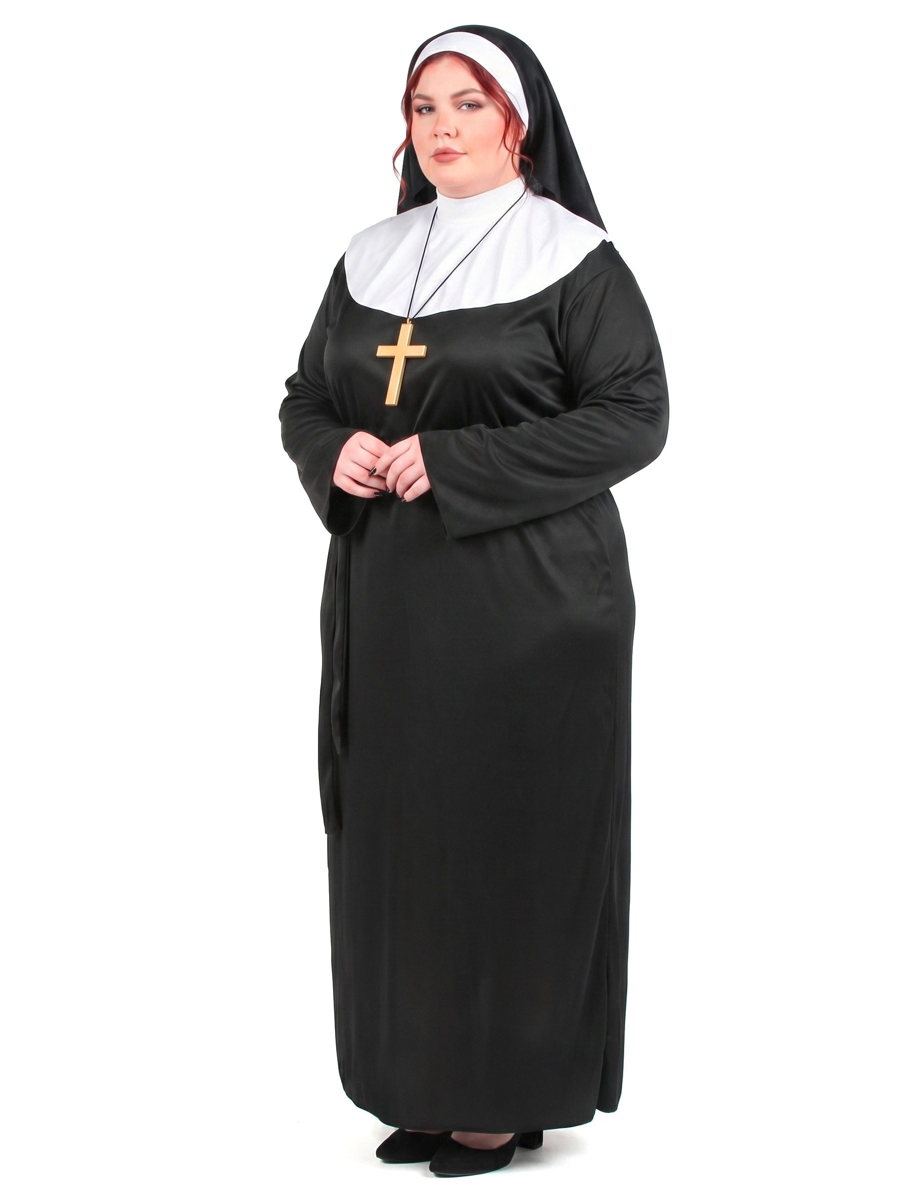JADEO Kostüm Nonne-Kostüm in Übergrösse Karneval-Kostüm schwarz-weiss