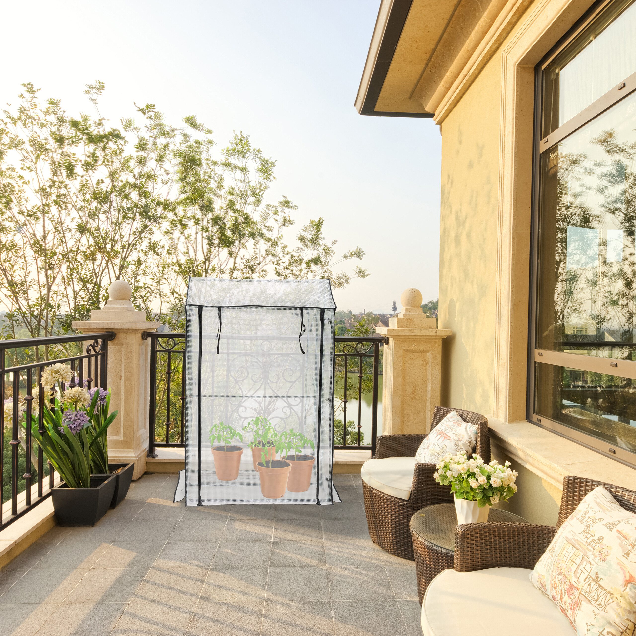 relaxdays Foliengewächshaus Balkon-Gewächshaus mit 4 Ablagen, günstig online kaufen