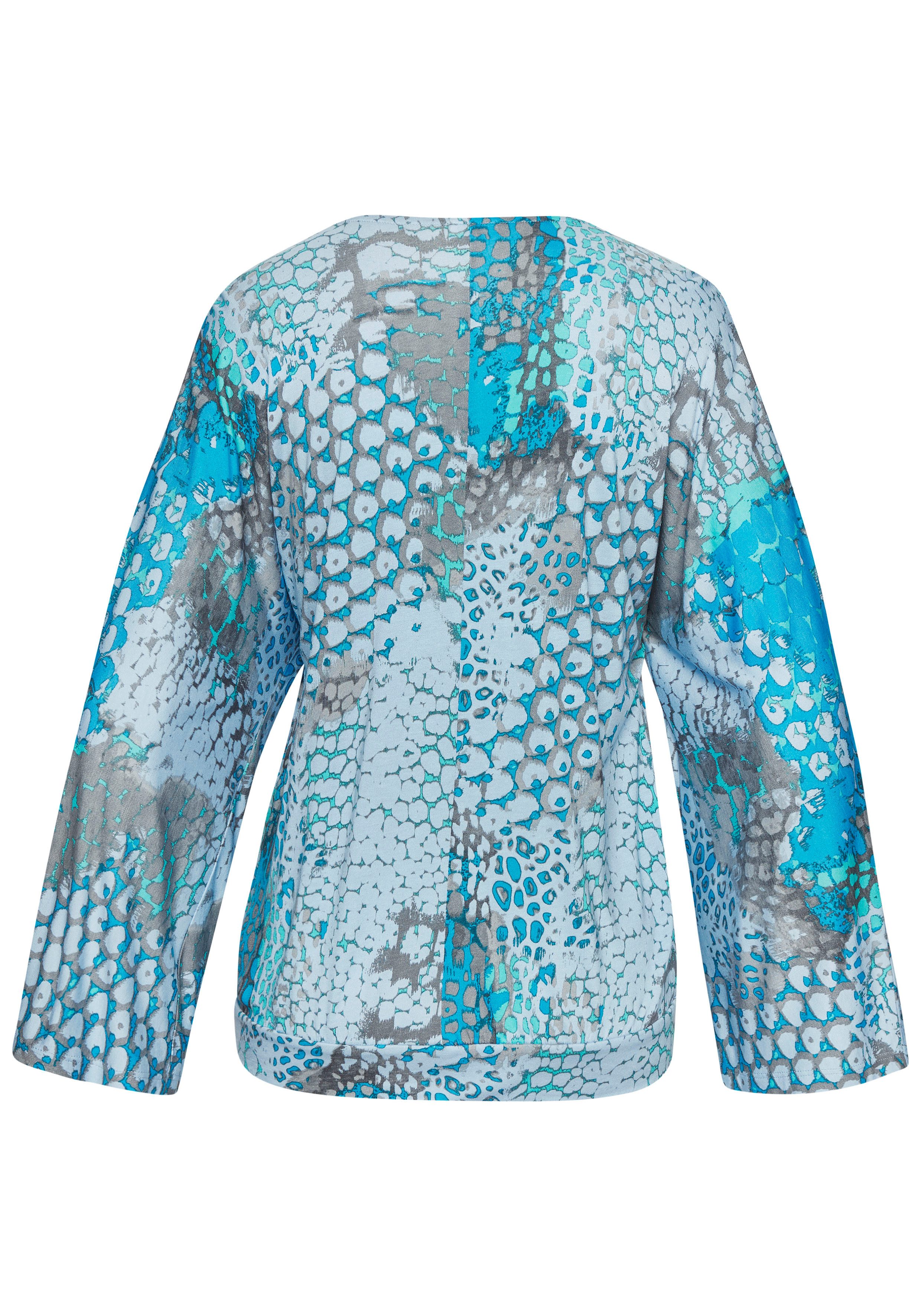 Buffalo Fledermausshirt mit Animaldruck, lockere Bluse mit V-Ausschnitt, Blusenshirt
