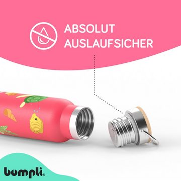 bumpli® Trinkflasche Kinder Trinkflasche 350ml Edelstahl, Thermosflasche, Auslaufsicher + Gratis Strohhalmdeckel