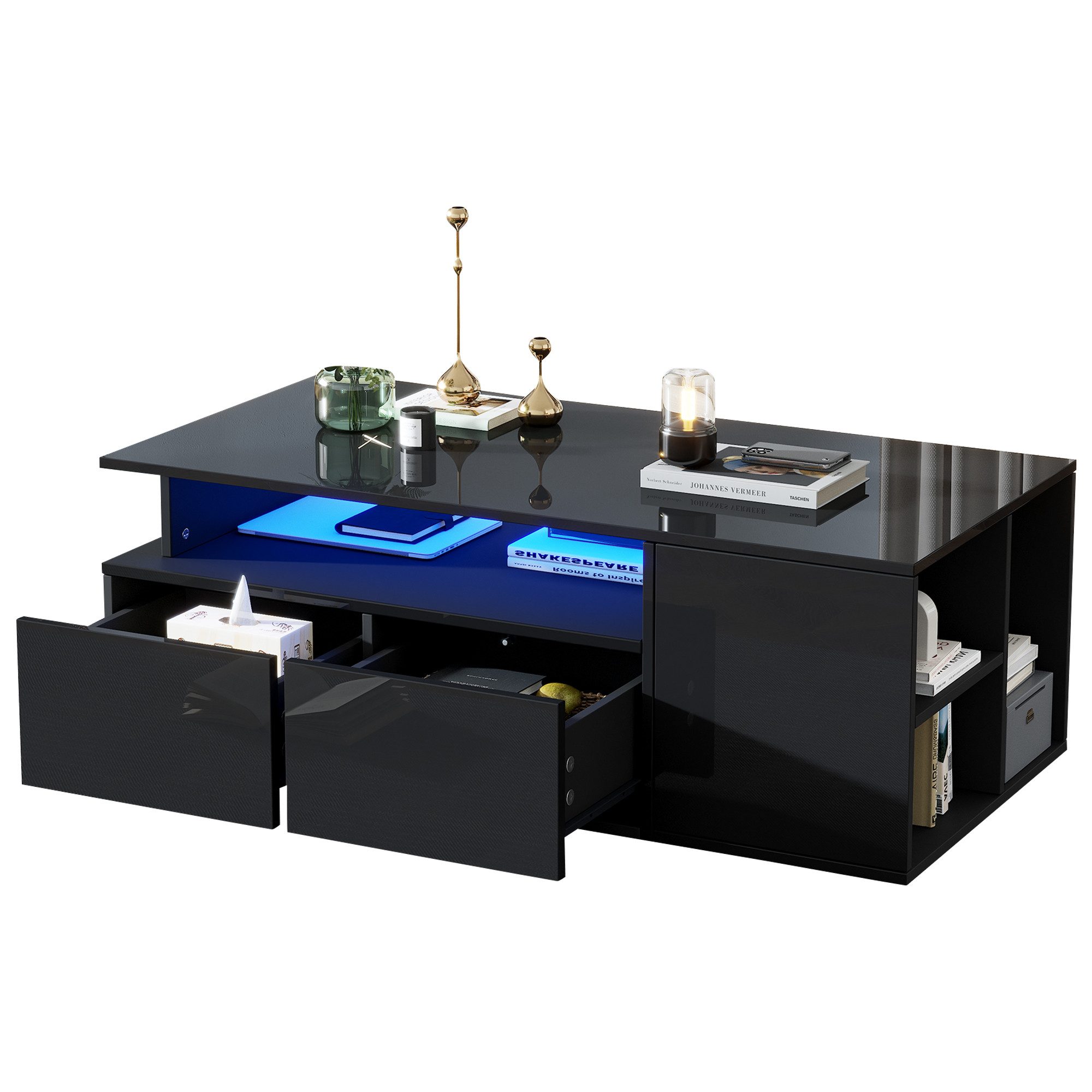 ANYSUN Couchtisch Sofatisch Beistelltisch mit LED-Beleuchtung (Set, 1 Tisch), Breite 100 cm