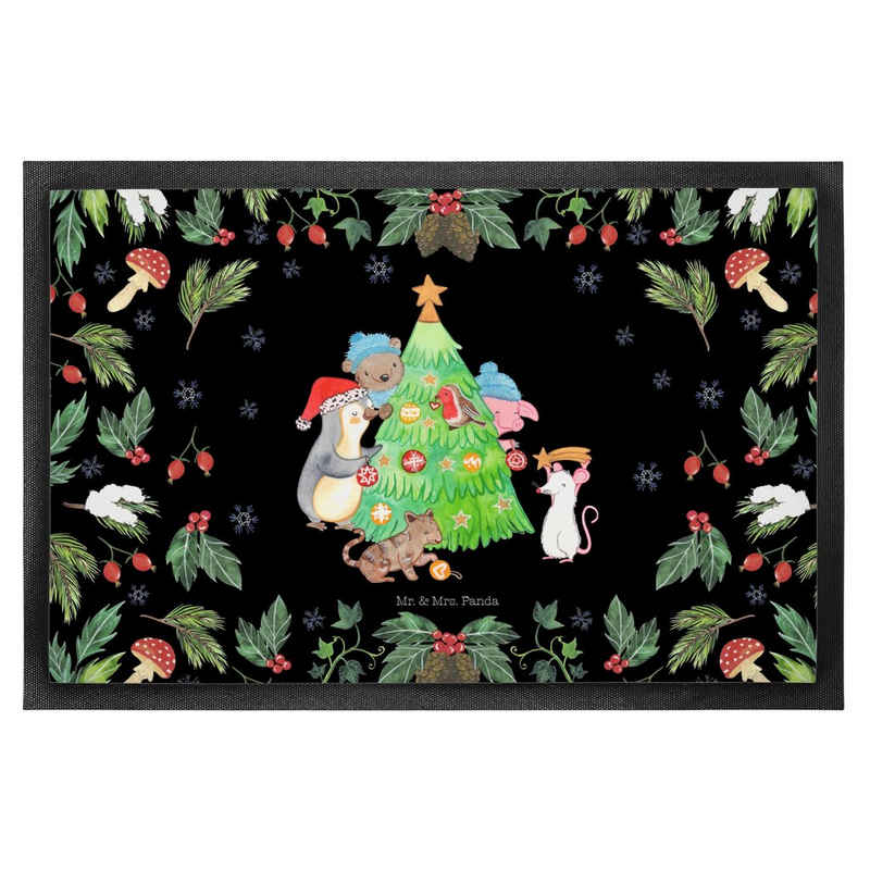 Fußmatte »Weihnachtsbaum schmücken - Schwarz - Geschenk, Nikolaus, Schmutzmatte«, Mr. & Mrs. Panda, Höhe: 0.5 mm