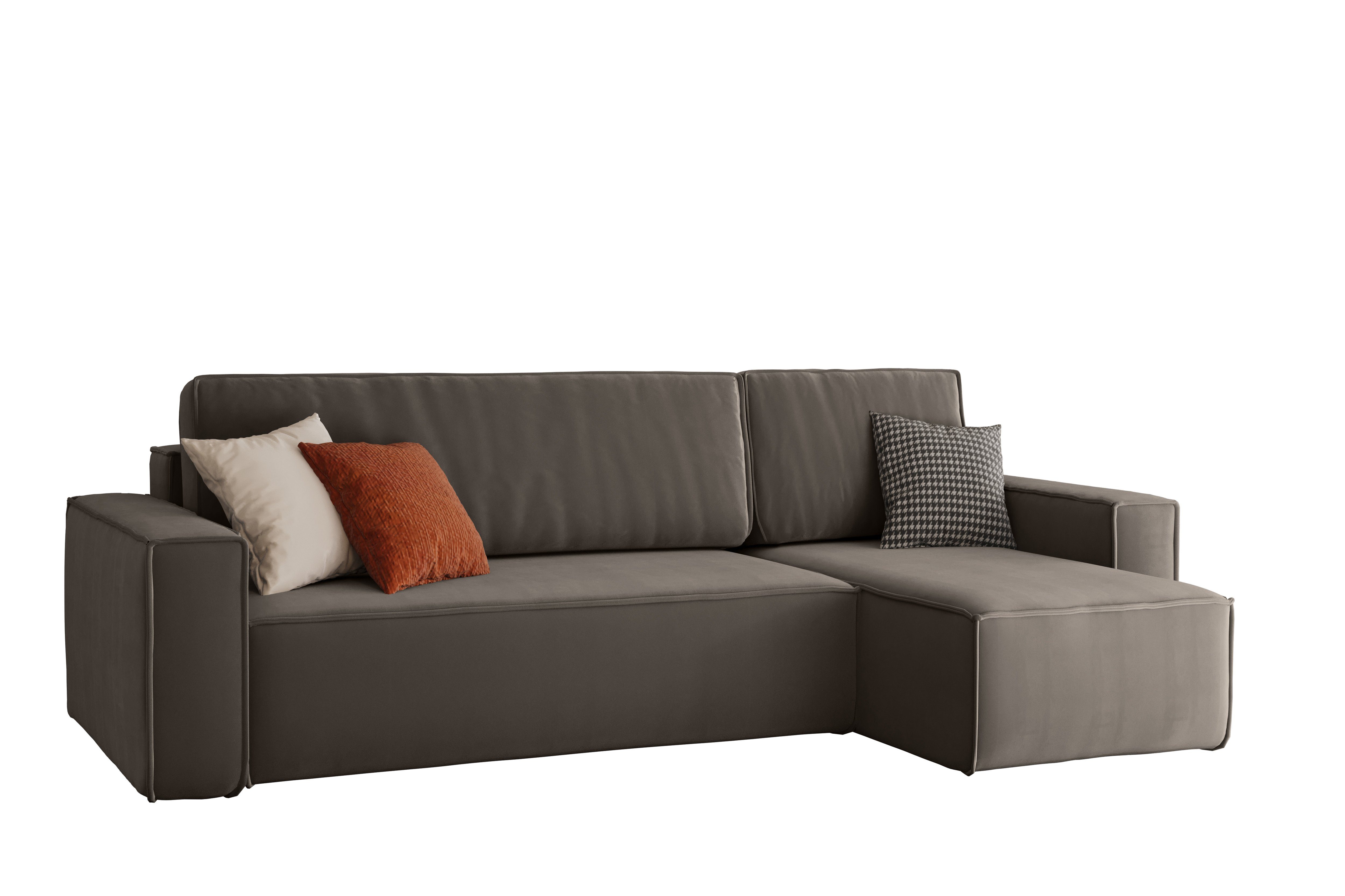 Friderik-EU Ecksofa KARL Ausklappbare Couch aus Samtstoff mit Bettkasten, mit Schlaffunktion Swing 4