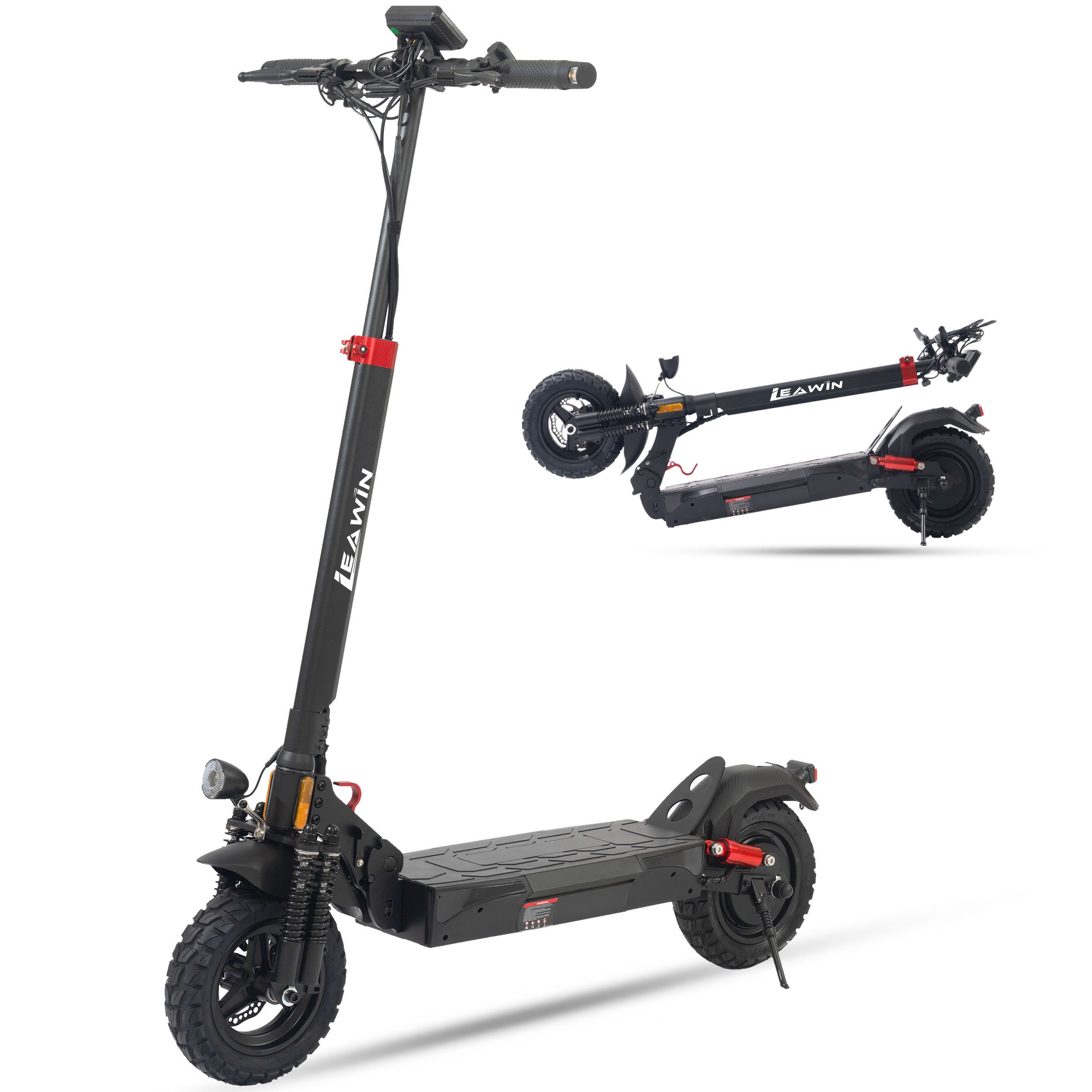 Vankel E-Scooter Elektroroller mit ABE, 500 W, 10 Zoll, 60 km & Geländereifen, 500,00 W, 20 km/h, (höhenverstellbarer Lenker, Scheibenbremsen vorne und hinten, mit ABE), 20 km/h, 48 V 600 Wh, Blinker, Doppelstoßdämpfer