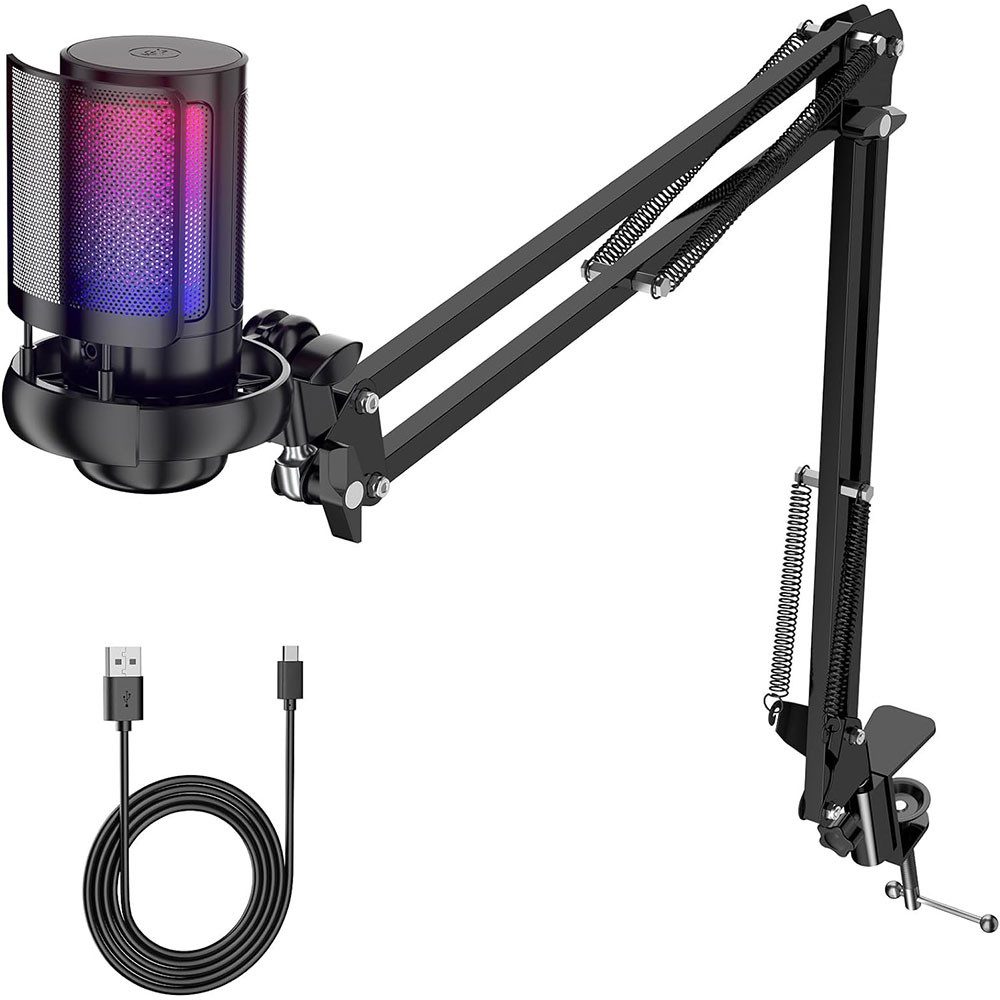 Mikrofon USB Mikrofon Kondensator Mic mit Arm Podcast Streaming Kit für PC