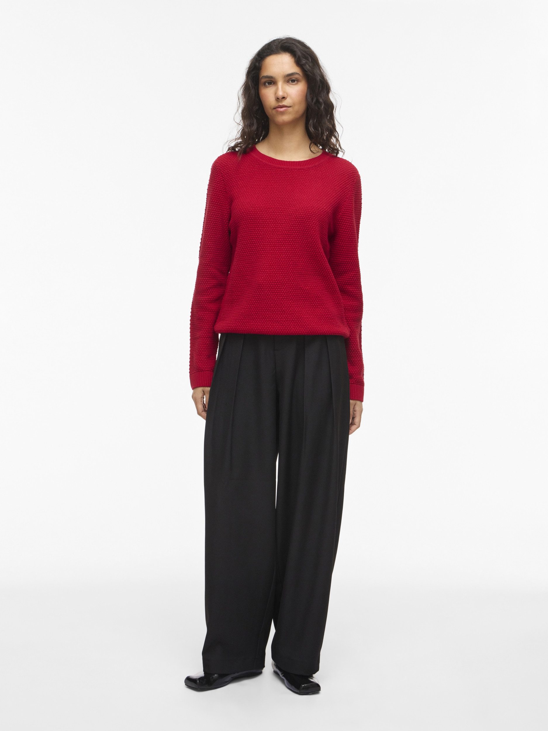 Vila Longpullover VIDALO O-NECK L/S KNIT TOP- NOOS 307125 Savvy Red – Bild 4 von 5