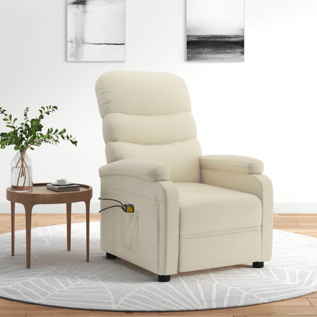 vidaXL Massagesessel Massagesessel Elektrisch Creme Kunstleder (1-St)