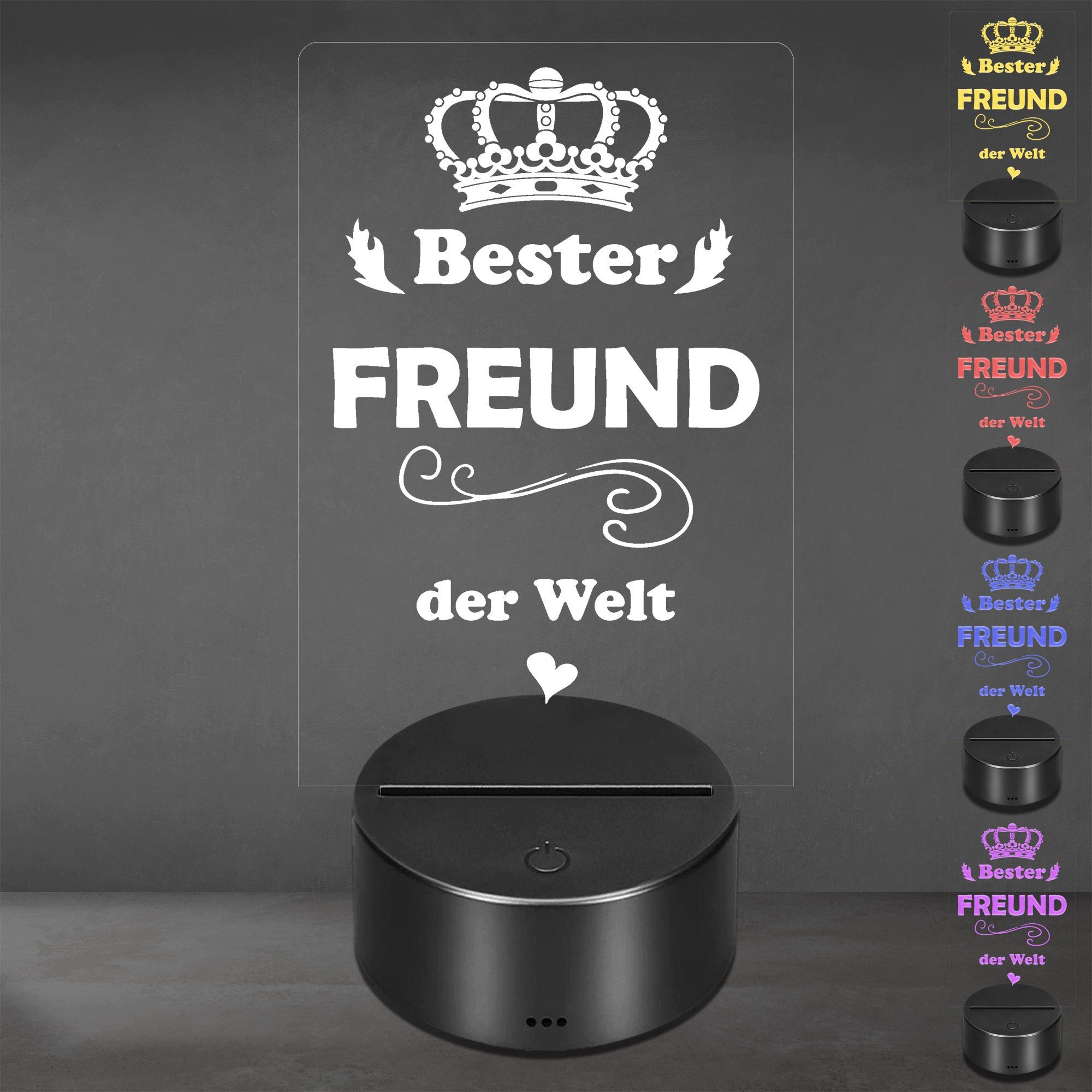 Lieblingsmensch LED Nachtlicht mit Gravur, Bester Freund, Acryl-Lampe mit romantischem Spruch, LED fest integriert, Farbwechsel oder feste Farbe mit Fernbedienung & Touch, Dekolampe zur Hochzeit, Geburtstag, Verlobung & Jahrestag
