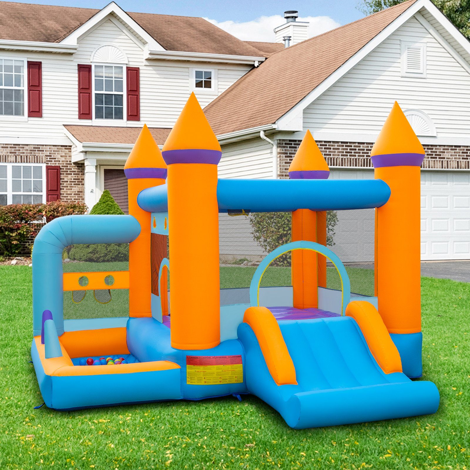 COSTWAY Hüpfburg Springburg, (2-tlg), mit Gebläse & Bälle & Rutsche günstig online kaufen