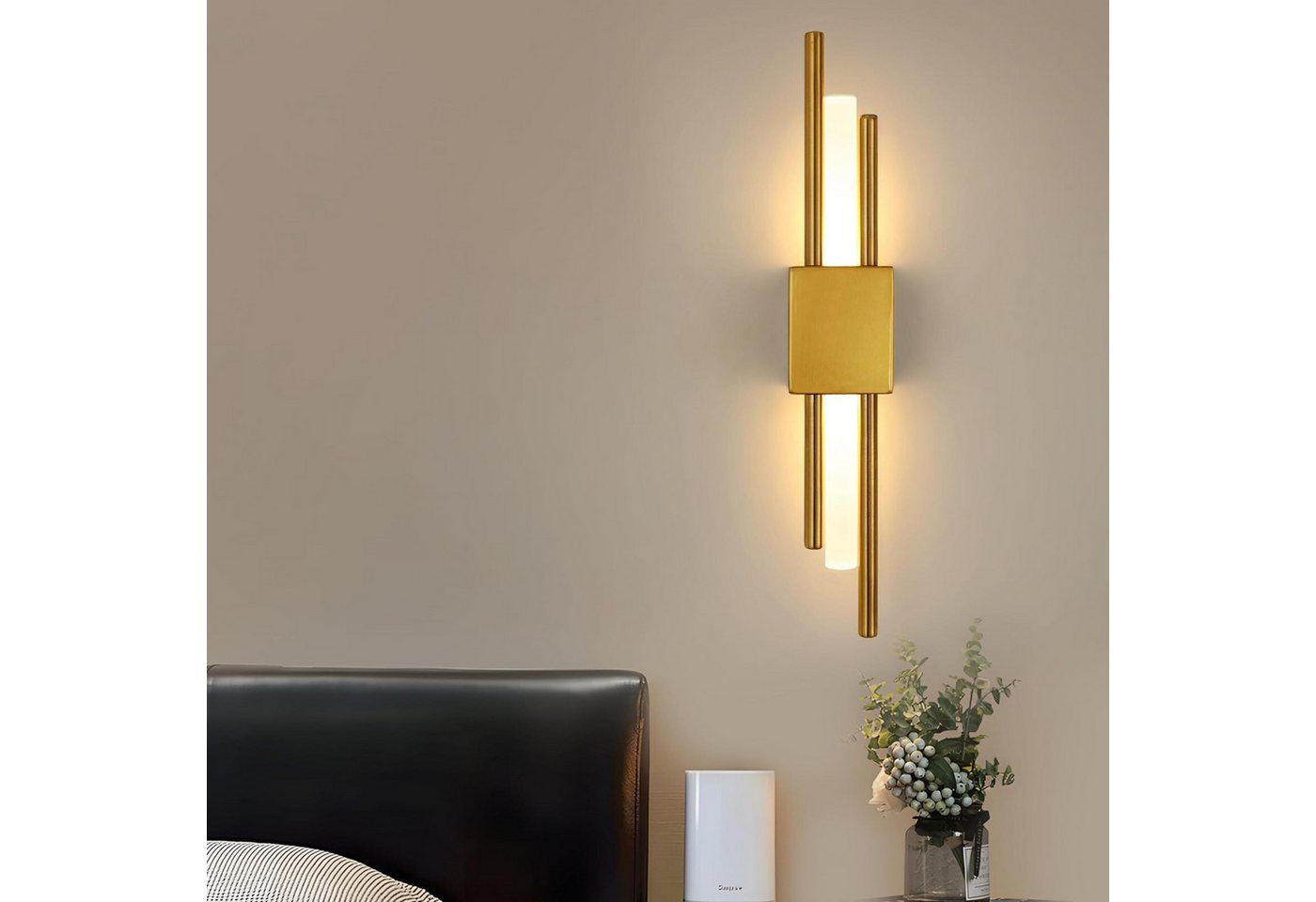 Riserva Wandleuchte Goldene LED Wandleuchte 40cm, 10W 3000K für Flur Schlafzimmer, LED wechselbar