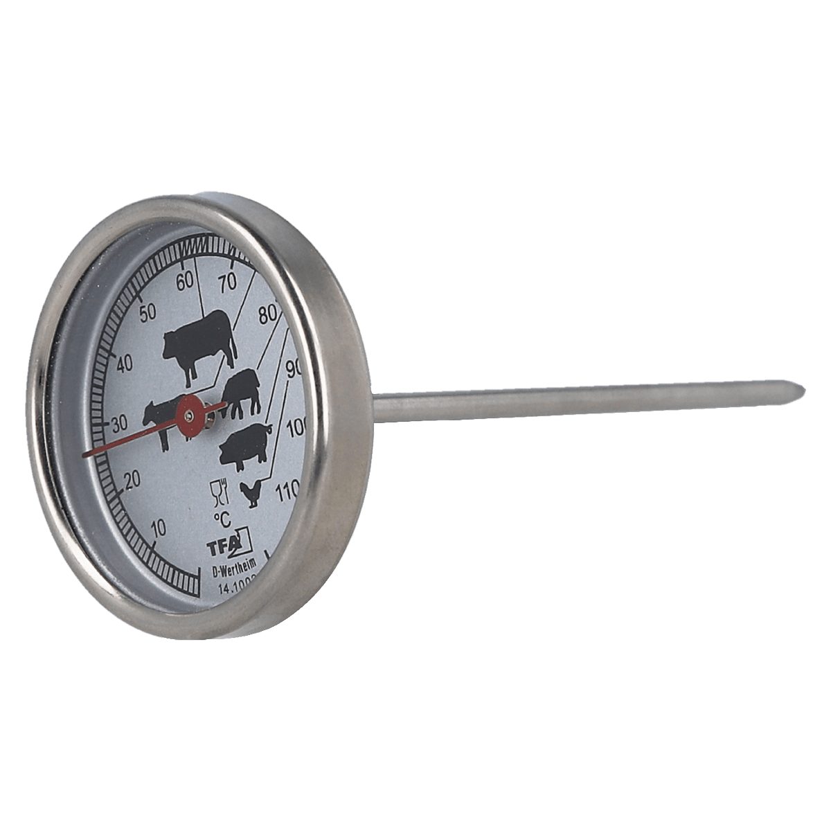 EUROHOME Bratenthermometer Bratenthermometer - Grillthermometer für Fleisch, 1-tlg., Thermometer Durchmesser 5 cm & Länge 12 cm, Fleisch Thermometer - Grill BBQ Bratenthermometer